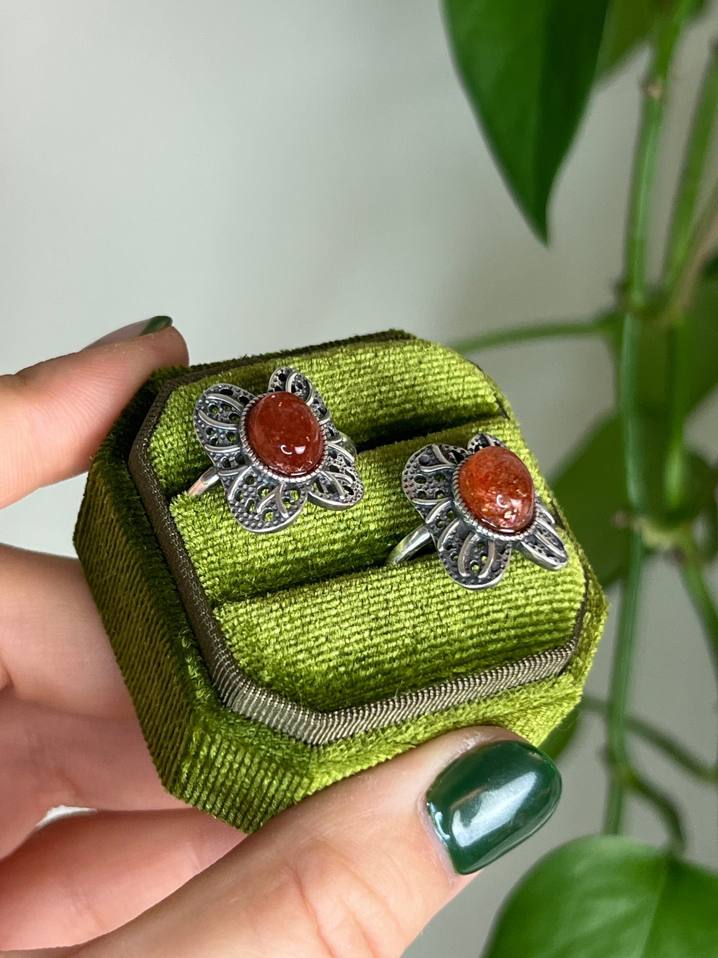 Sunstone Butterfly Sterling Silver Ring | Adjustable