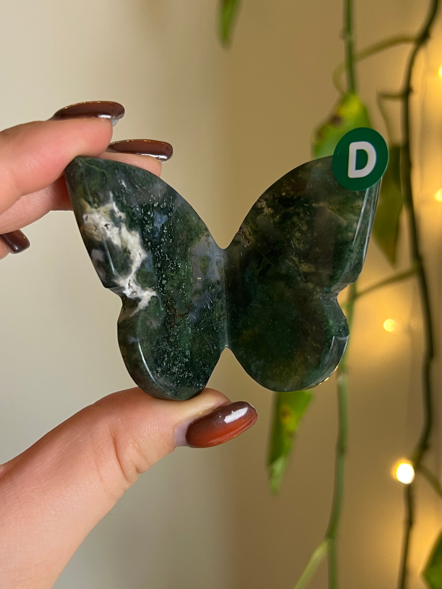 Moss Agate 3D Butterfly - D