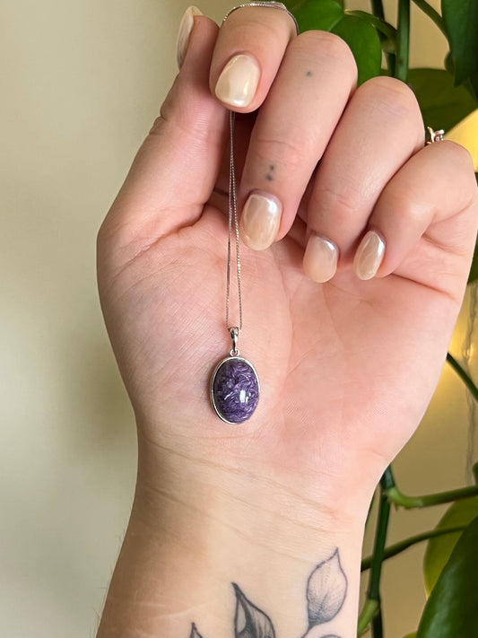 Charoite 925 Sterling Silver Necklace