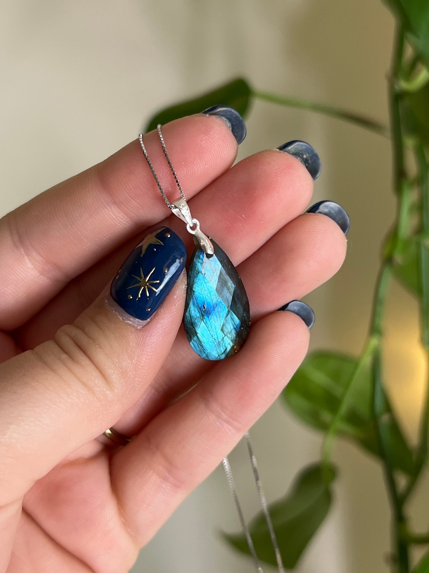 Flashy Faceted Labradorite 925 Sterling Silver Necklace