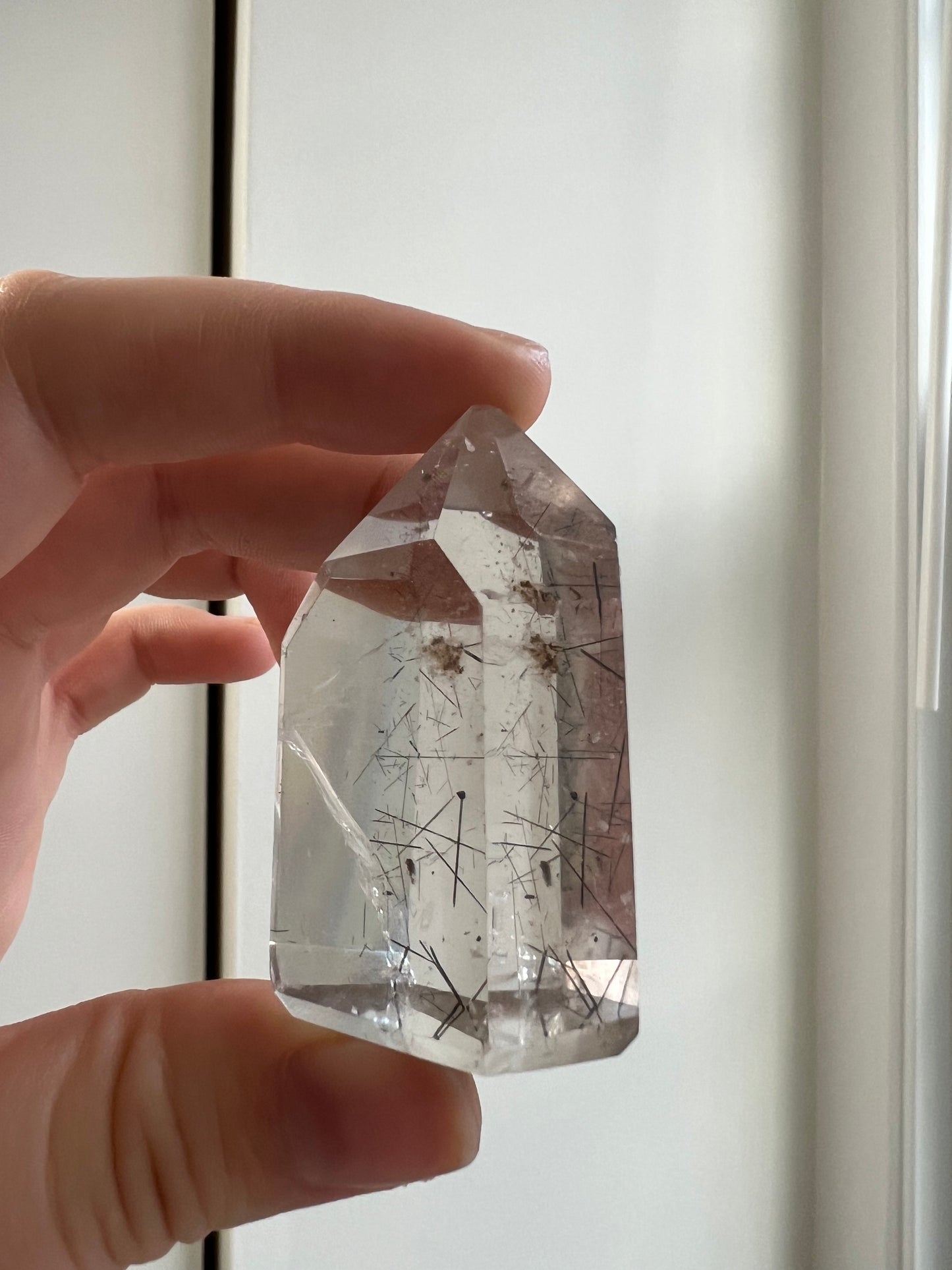Black Rutilated Quartz w Garden Quartz Inclusions Tower
