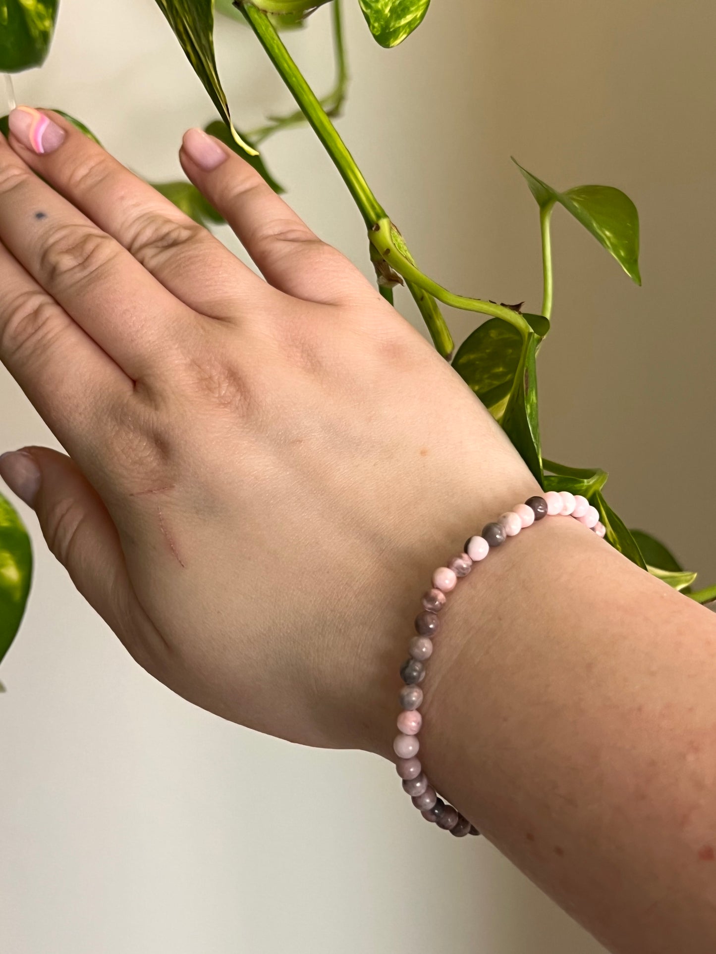 5mm Pink Zebra Jasper Bracelet