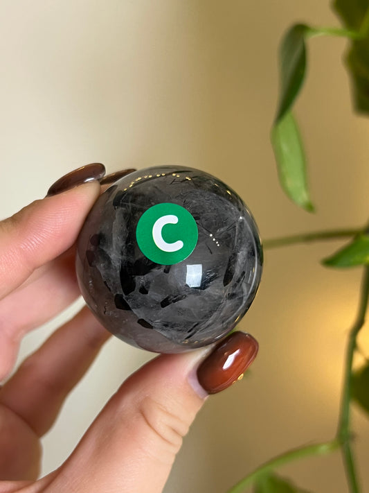 Black Tourmaline in Quartz Sphere - C