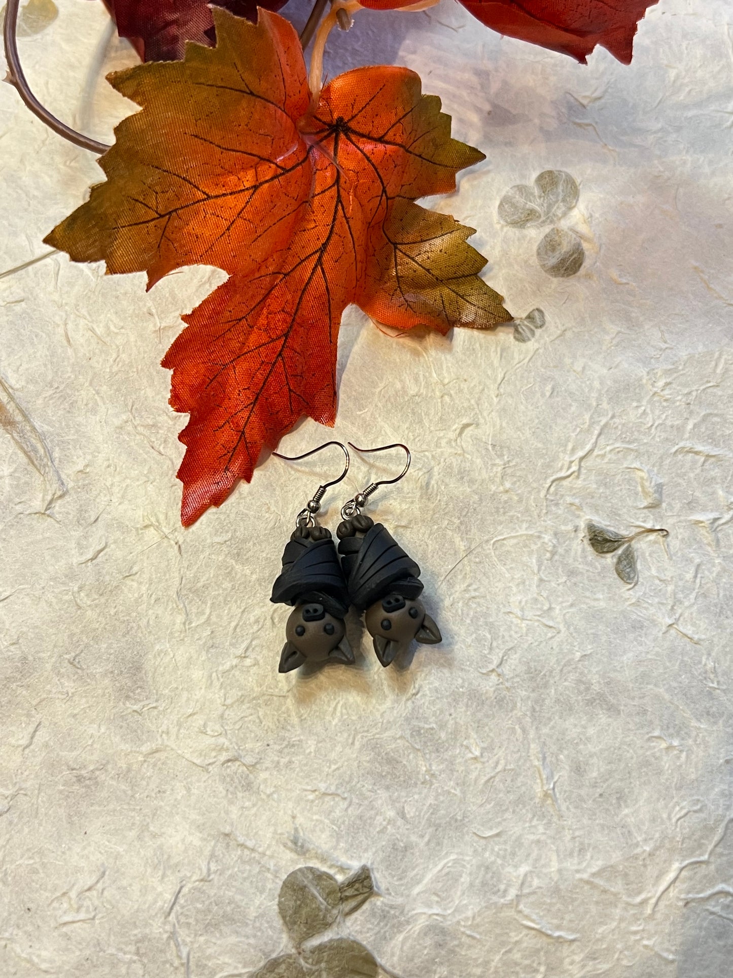 Polymer Clay Cozy Bat Earrings