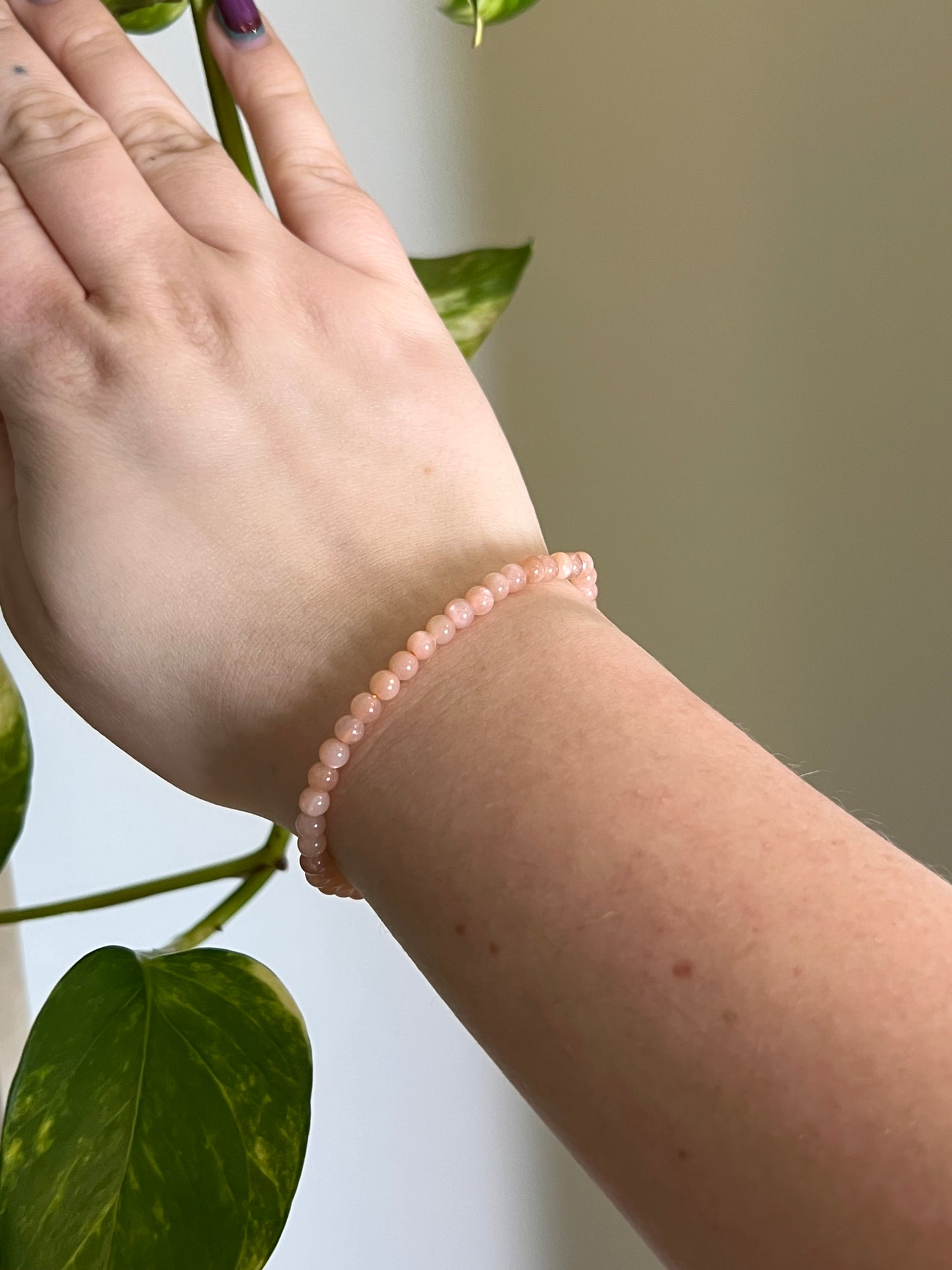 4mm Peach Moonstone Bracelet