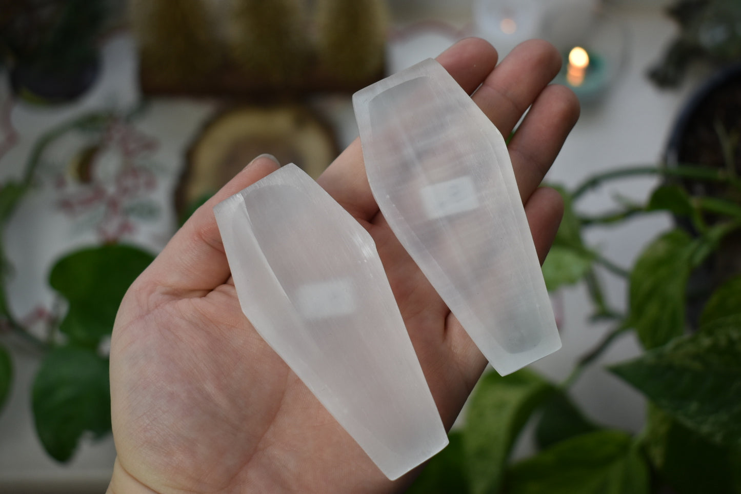 Selenite Satin Spar Coffin Dish
