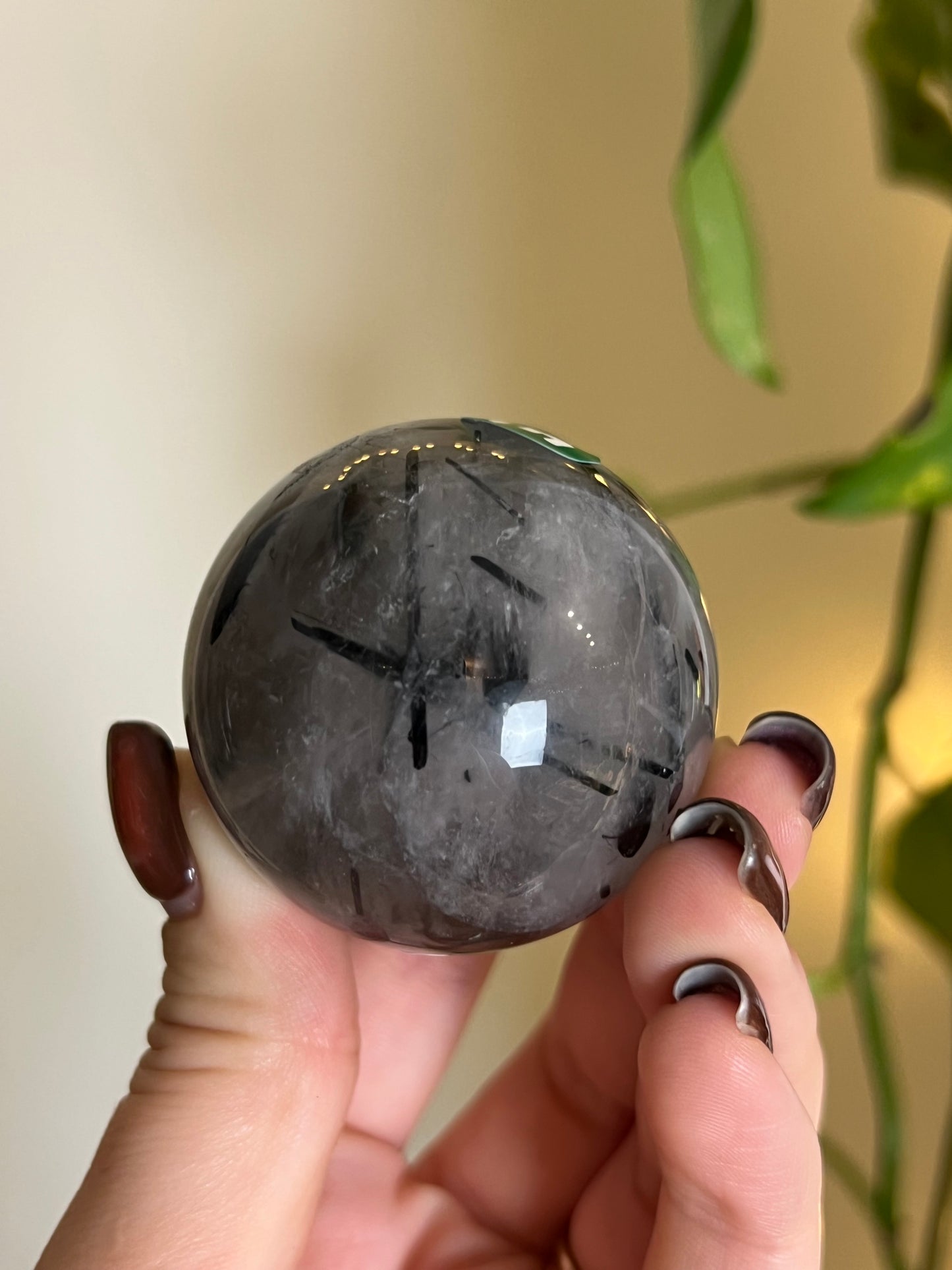 Black Tourmaline in Quartz Sphere - E