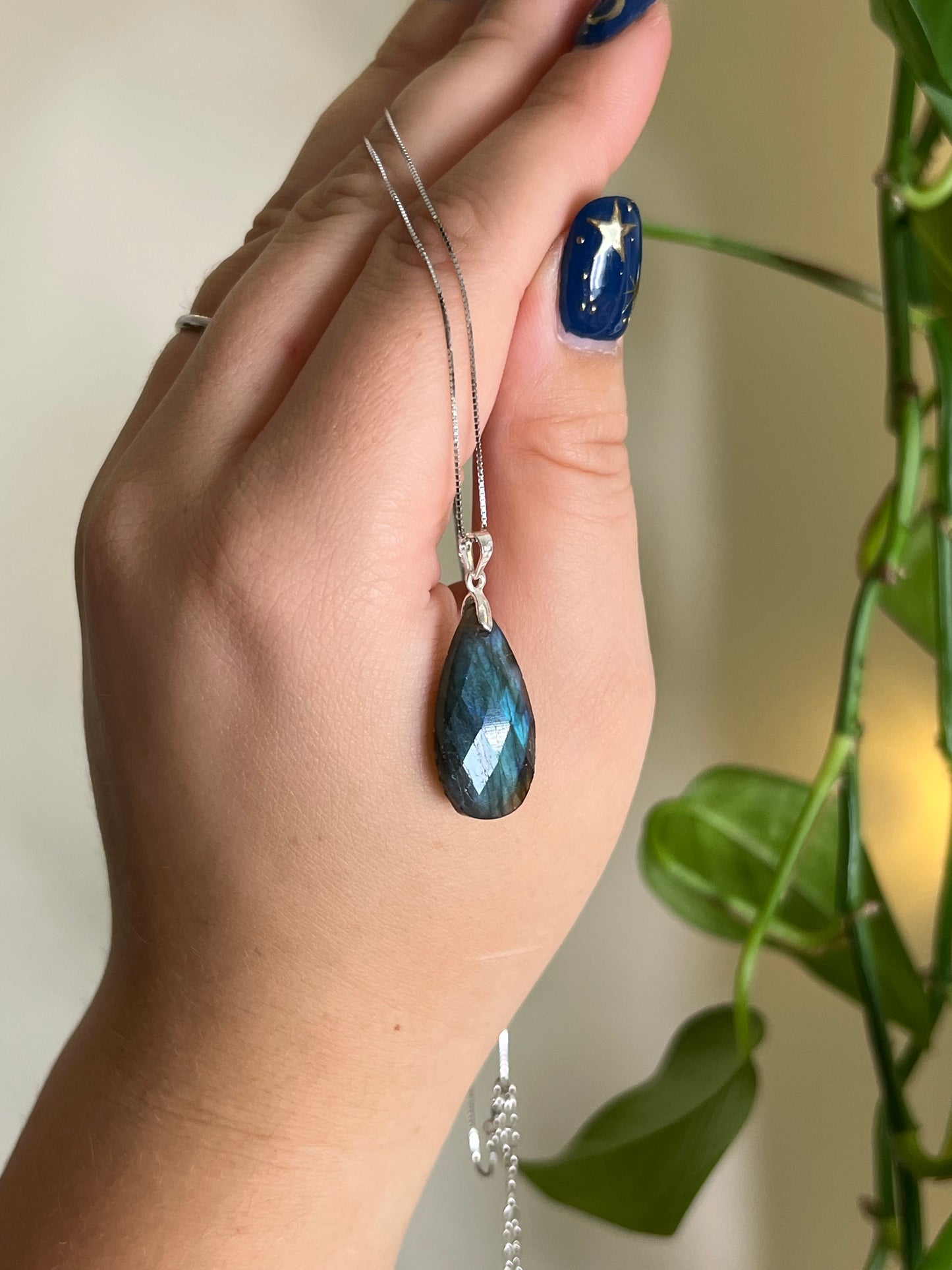 Flashy Faceted Labradorite 925 Sterling Silver Necklace