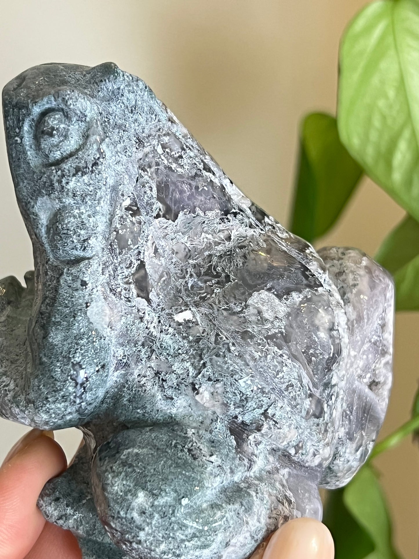 Moss Agate Large Frog