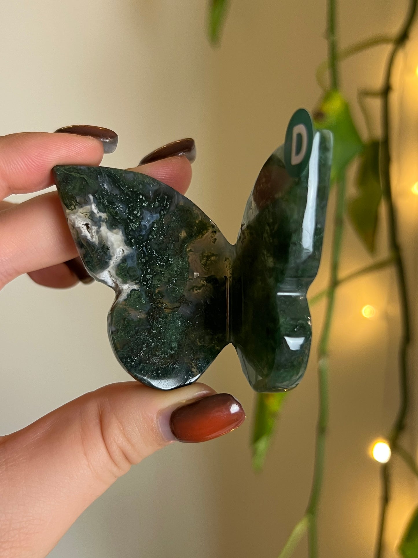 Moss Agate 3D Butterfly - D