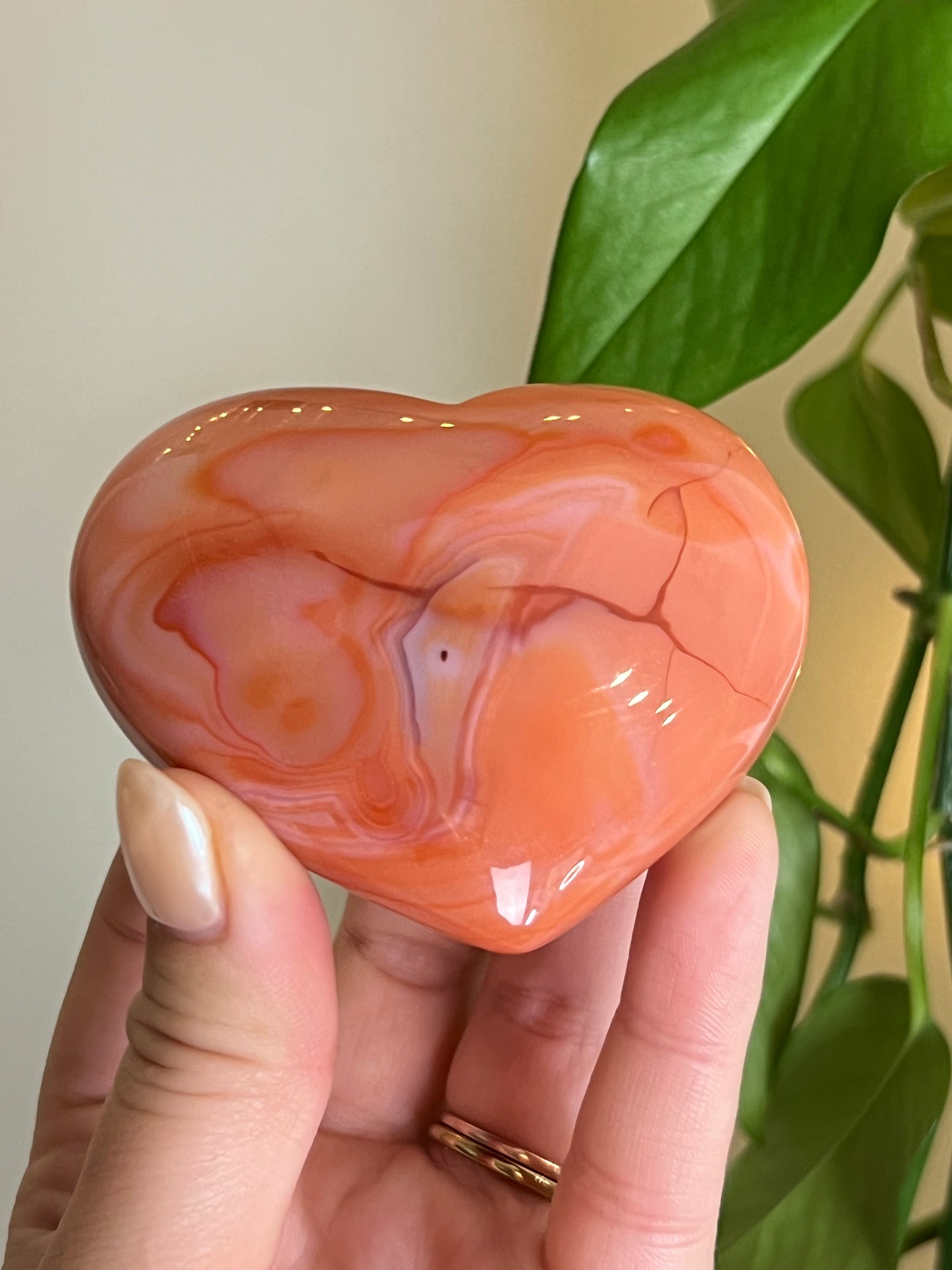 Peachy Carnelian Puffy Heart