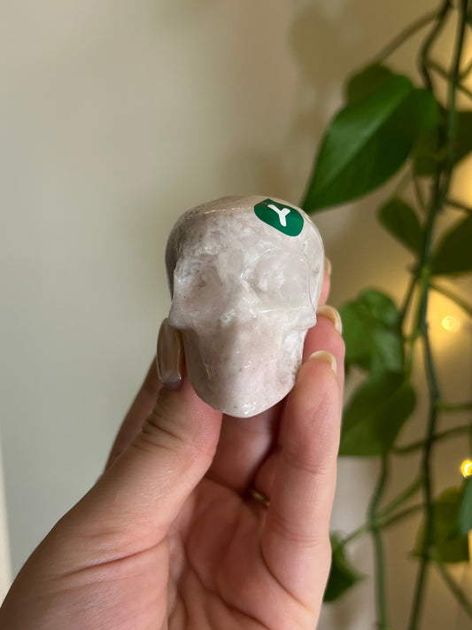 Pink Amethyst x Flower Agate Skull - Y