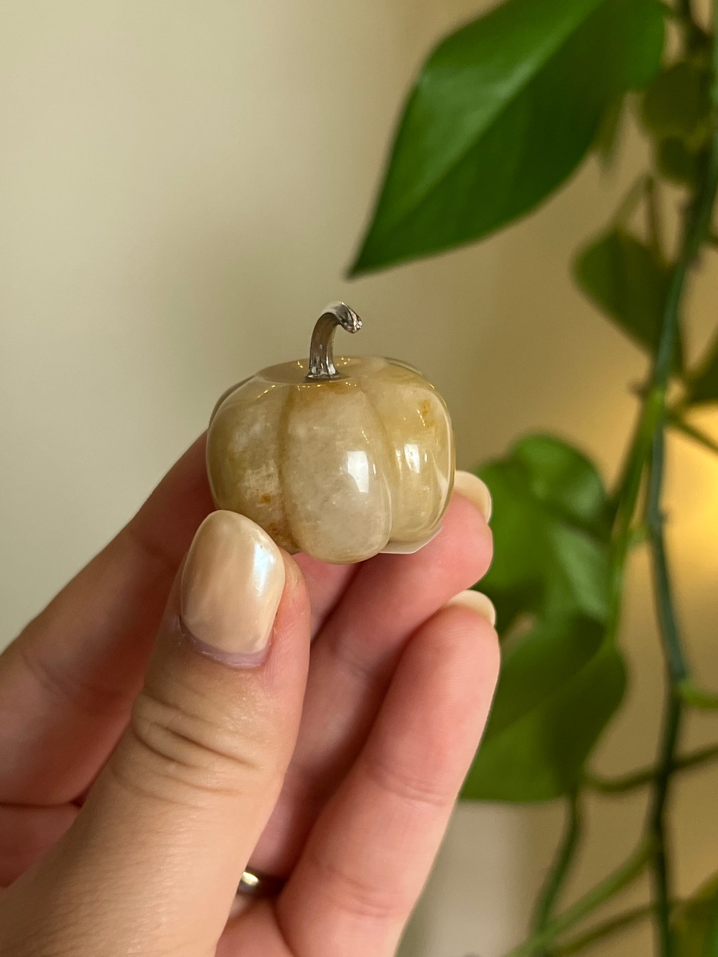 Yellow Aventurine Pumpkin Silver Stem