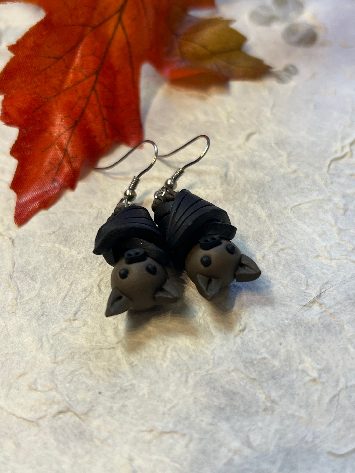 Polymer Clay Cozy Bat Earrings