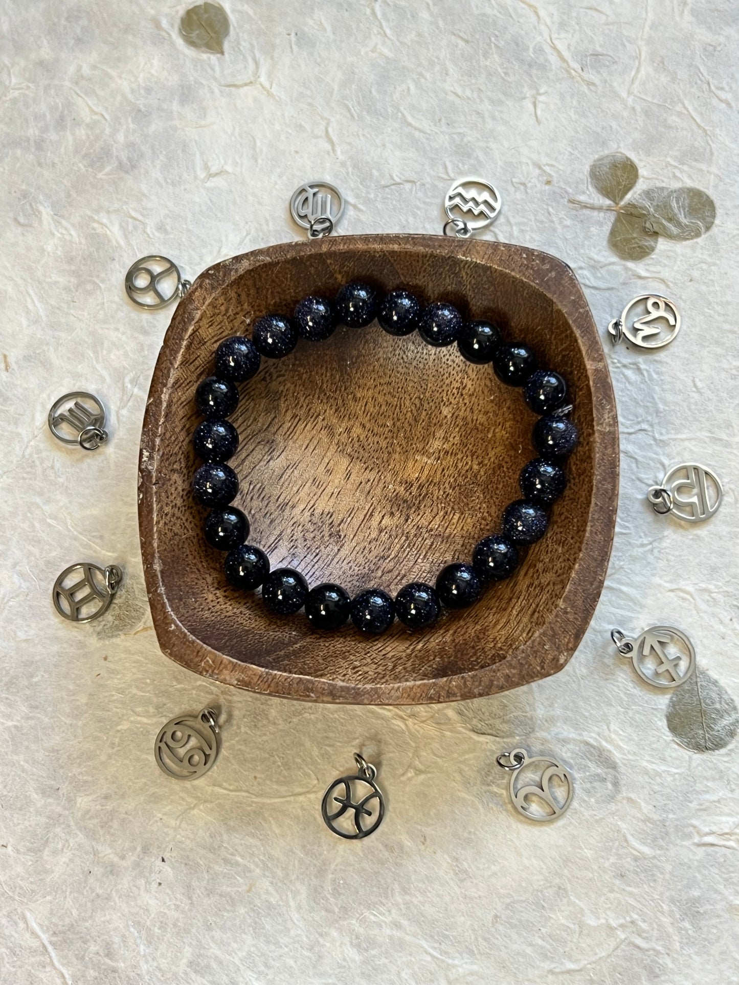 Navy Sandstone Zodiac Sun/Moon/Rising - Customizable Charm Bracelet