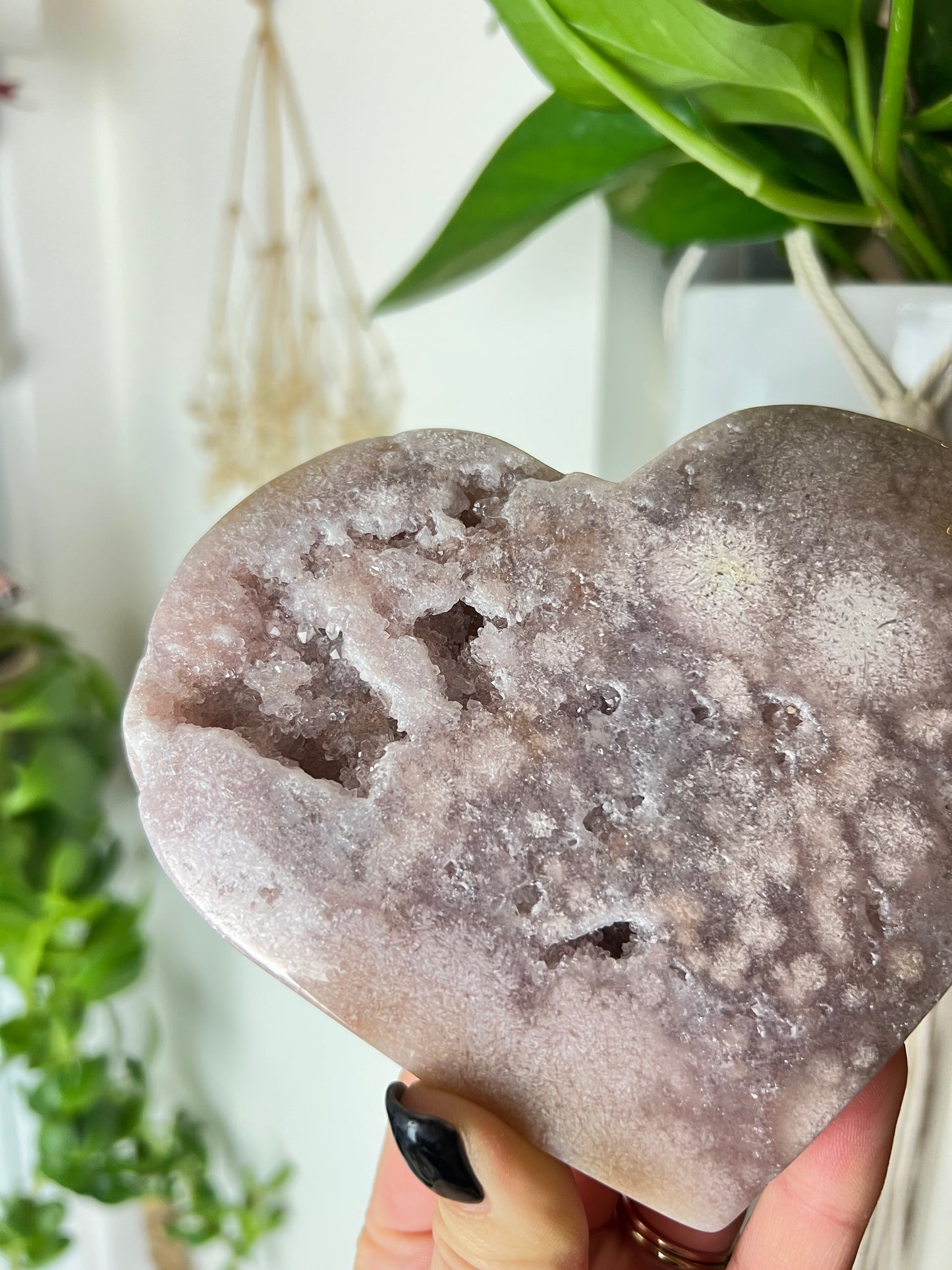 Druzy Filled Pink Amethyst Large Heart