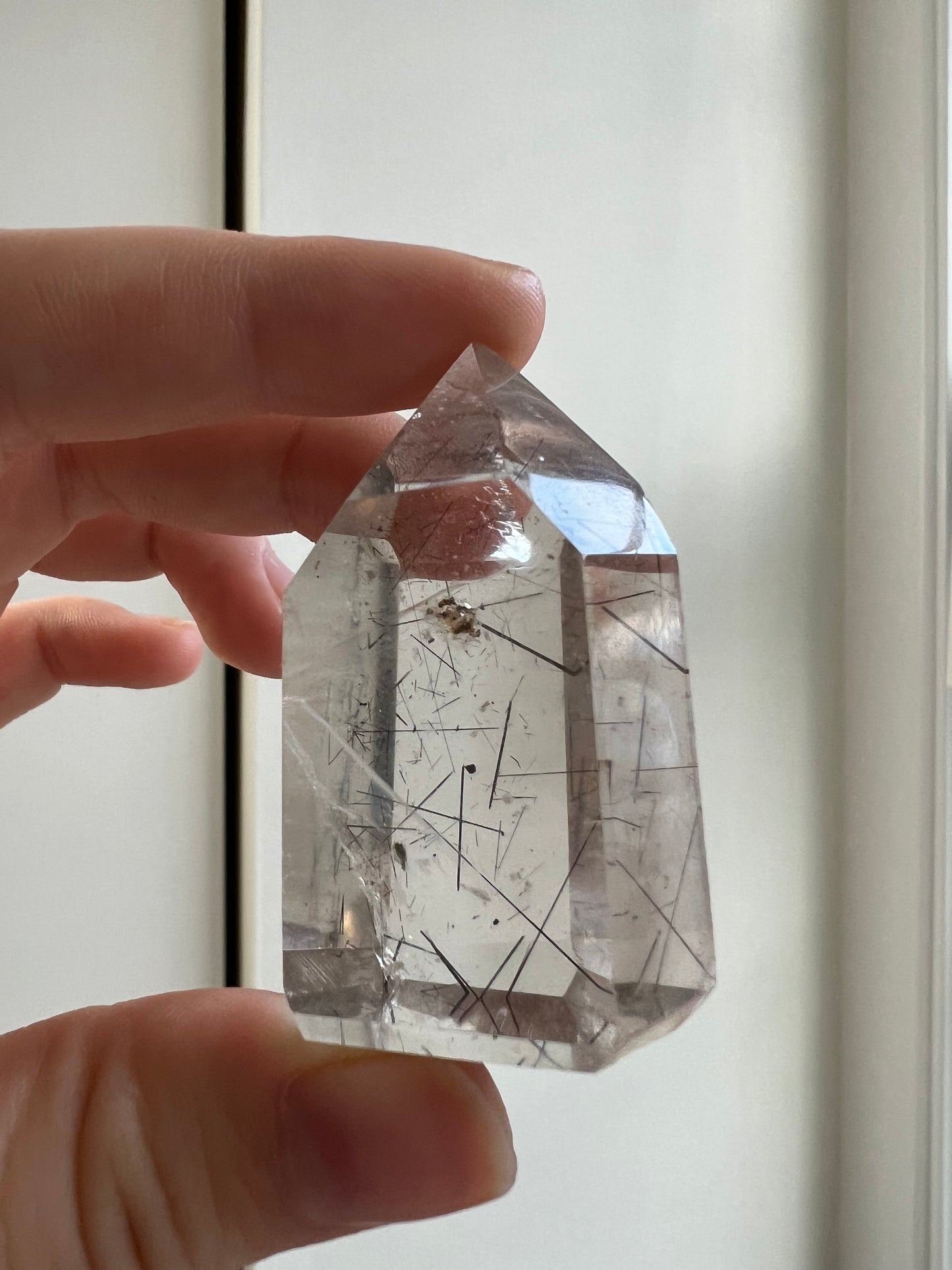Black Rutilated Quartz w Garden Quartz Inclusions Tower