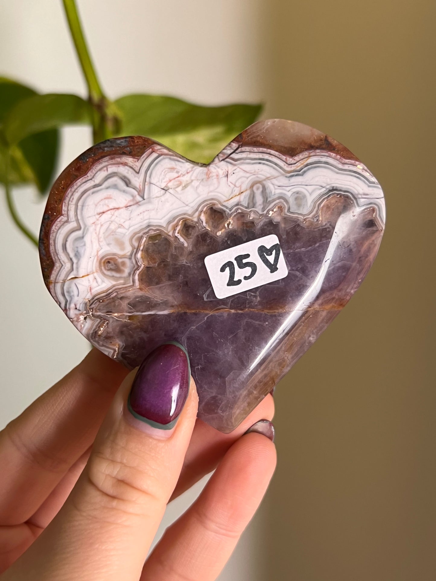 Amethyst x Crazy Lace Agate Heart - U