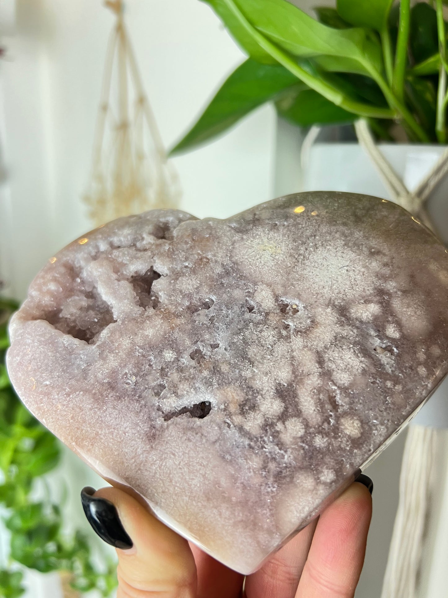 Druzy Filled Pink Amethyst Large Heart