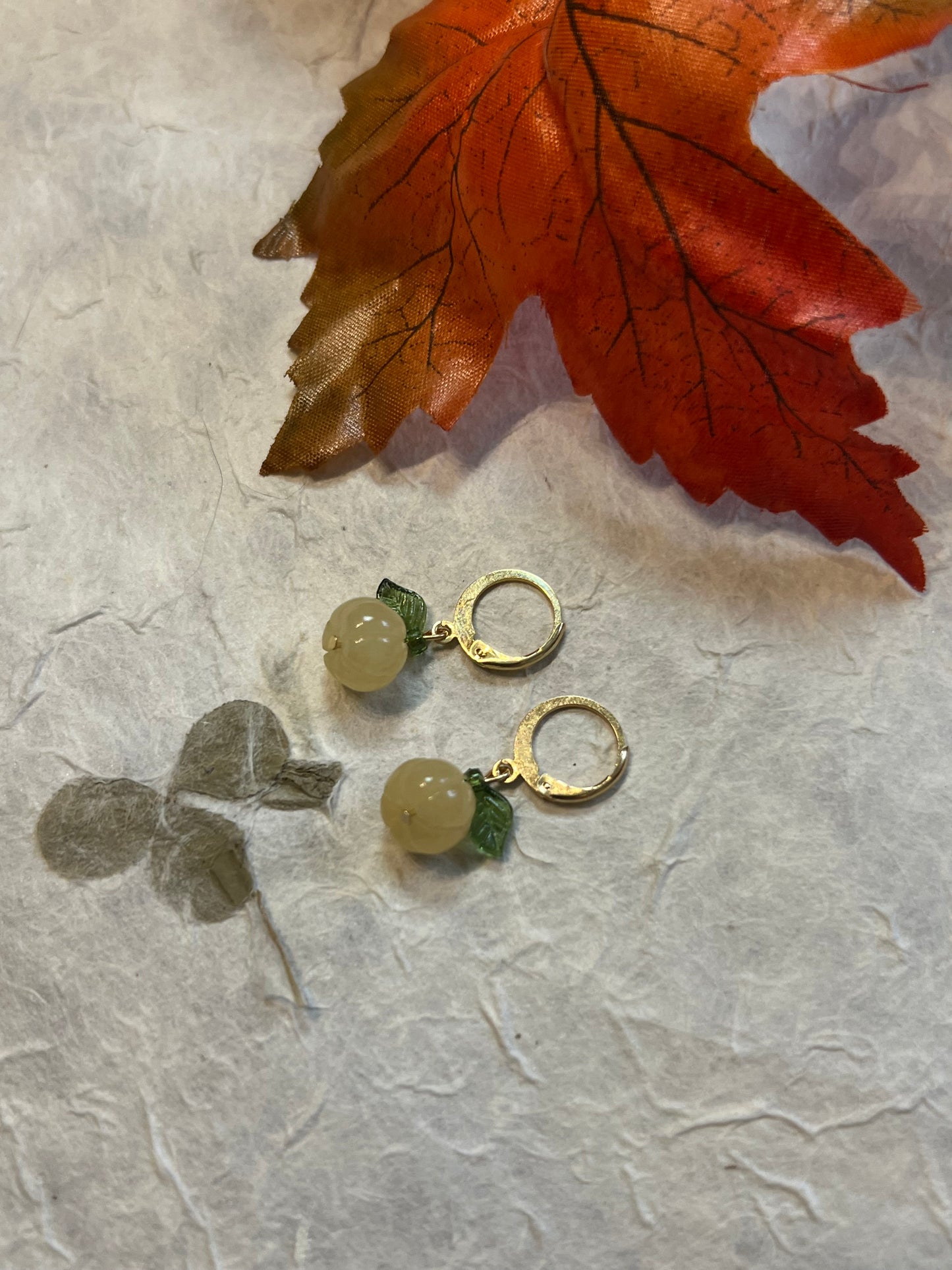 Yellow Aventurine Pumpkin Earrings