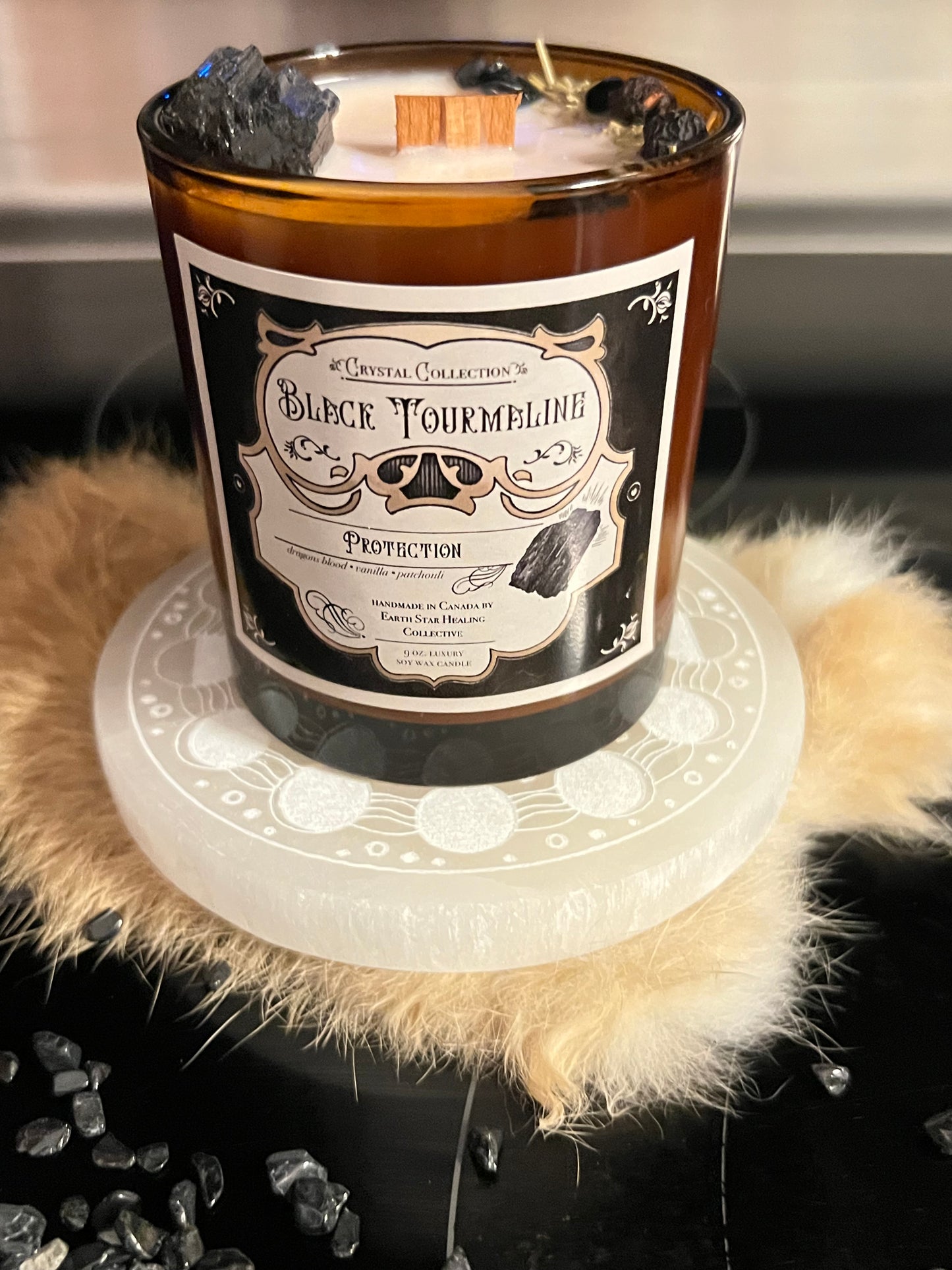 Black Tourmaline - Protection | Luxury Crystal Candle