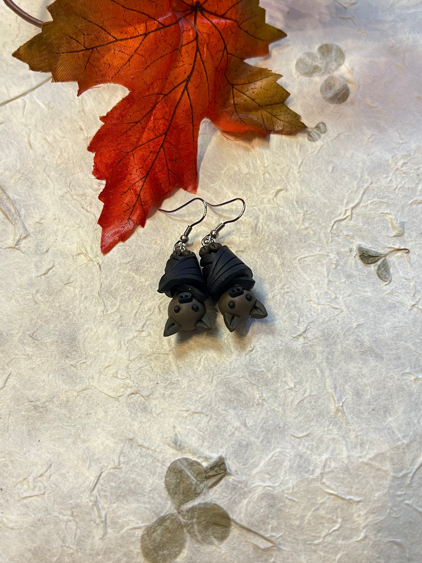 Polymer Clay Cozy Bat Earrings