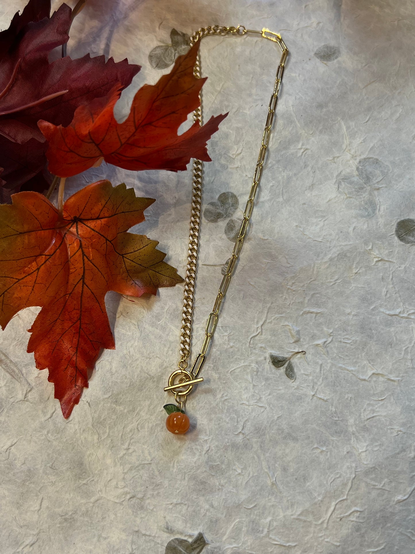Orange Aventurine Pumpkin Necklace