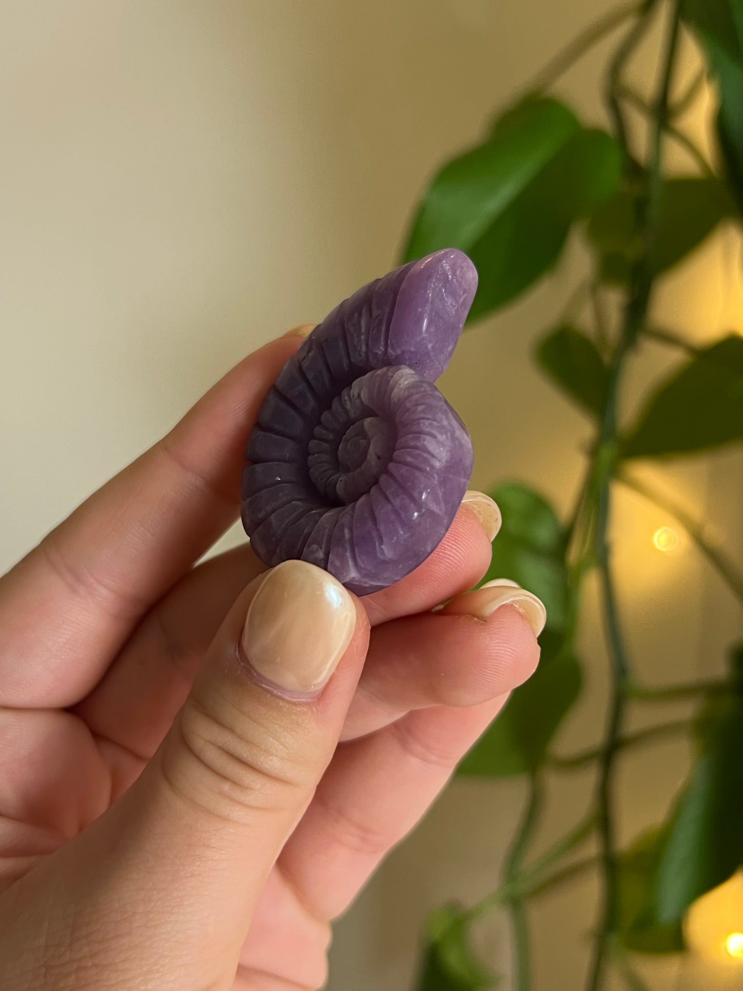 Lepidolite "Ammonite" Carving