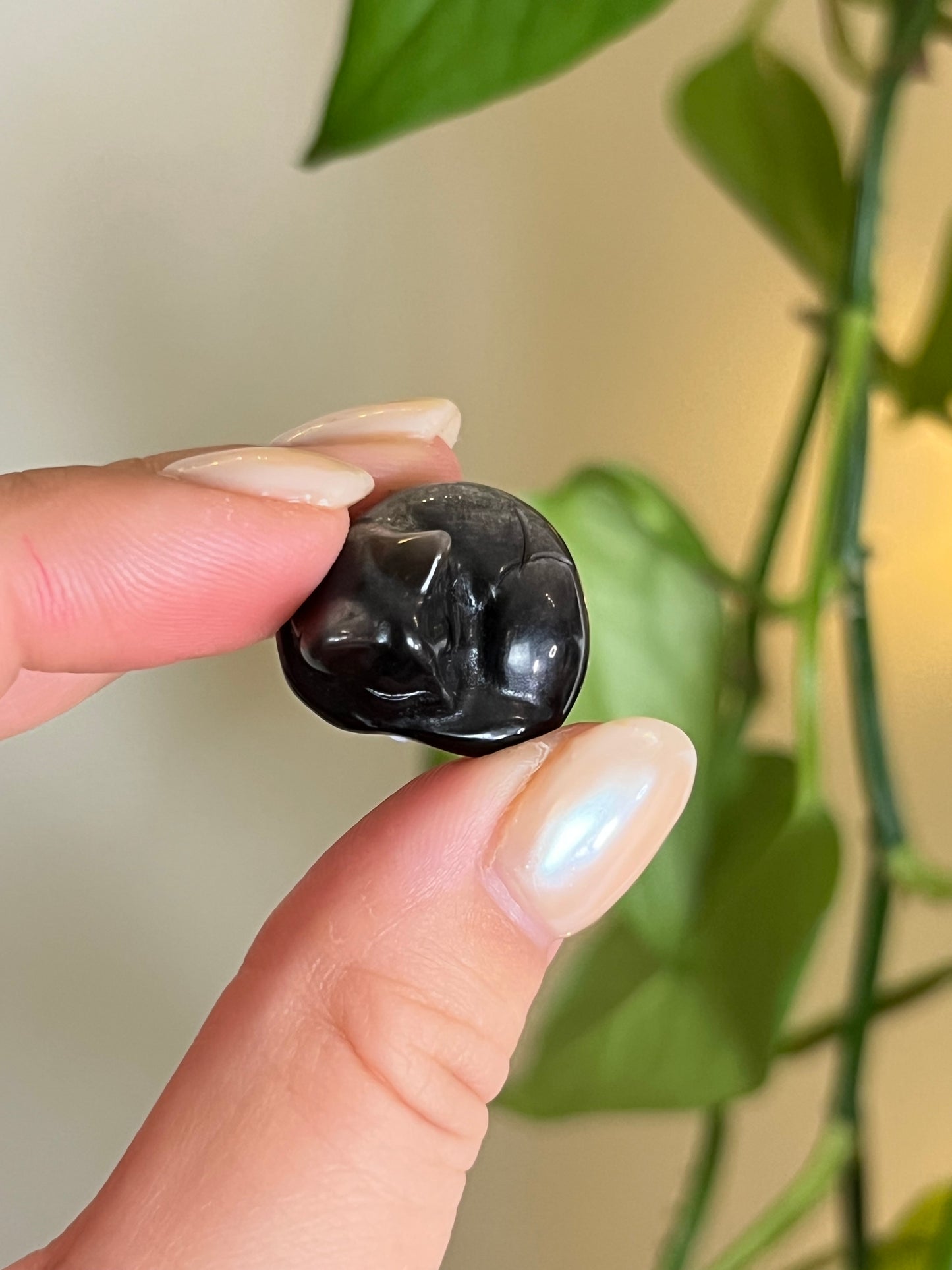 Small Silver Sheen Obsidian Sleeping Cat