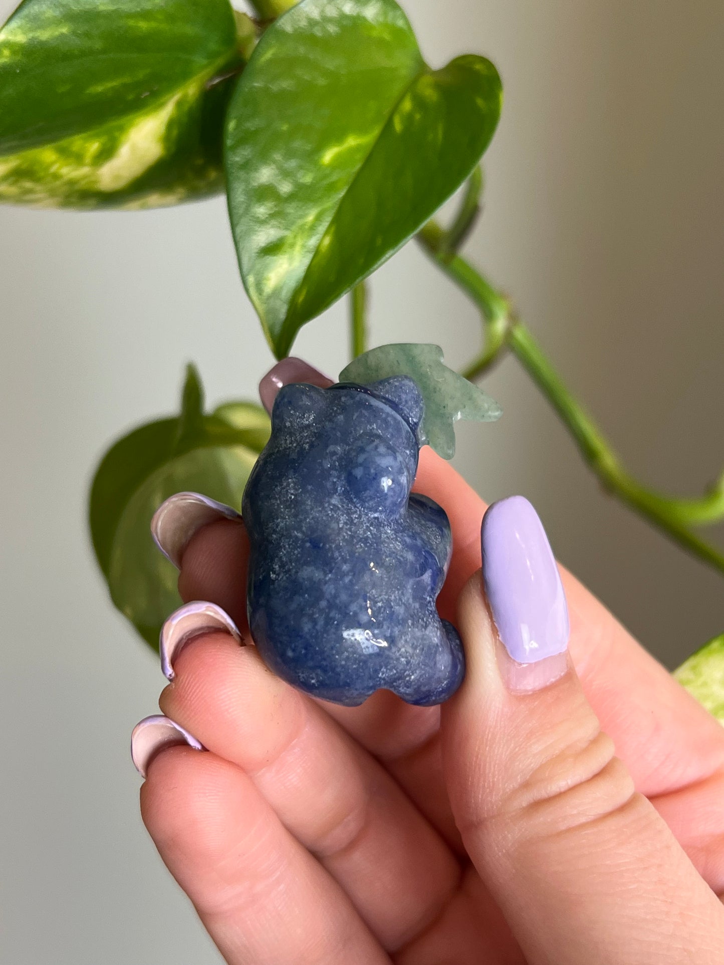 Blue Aventurine Bear with Green Aventurine Fish