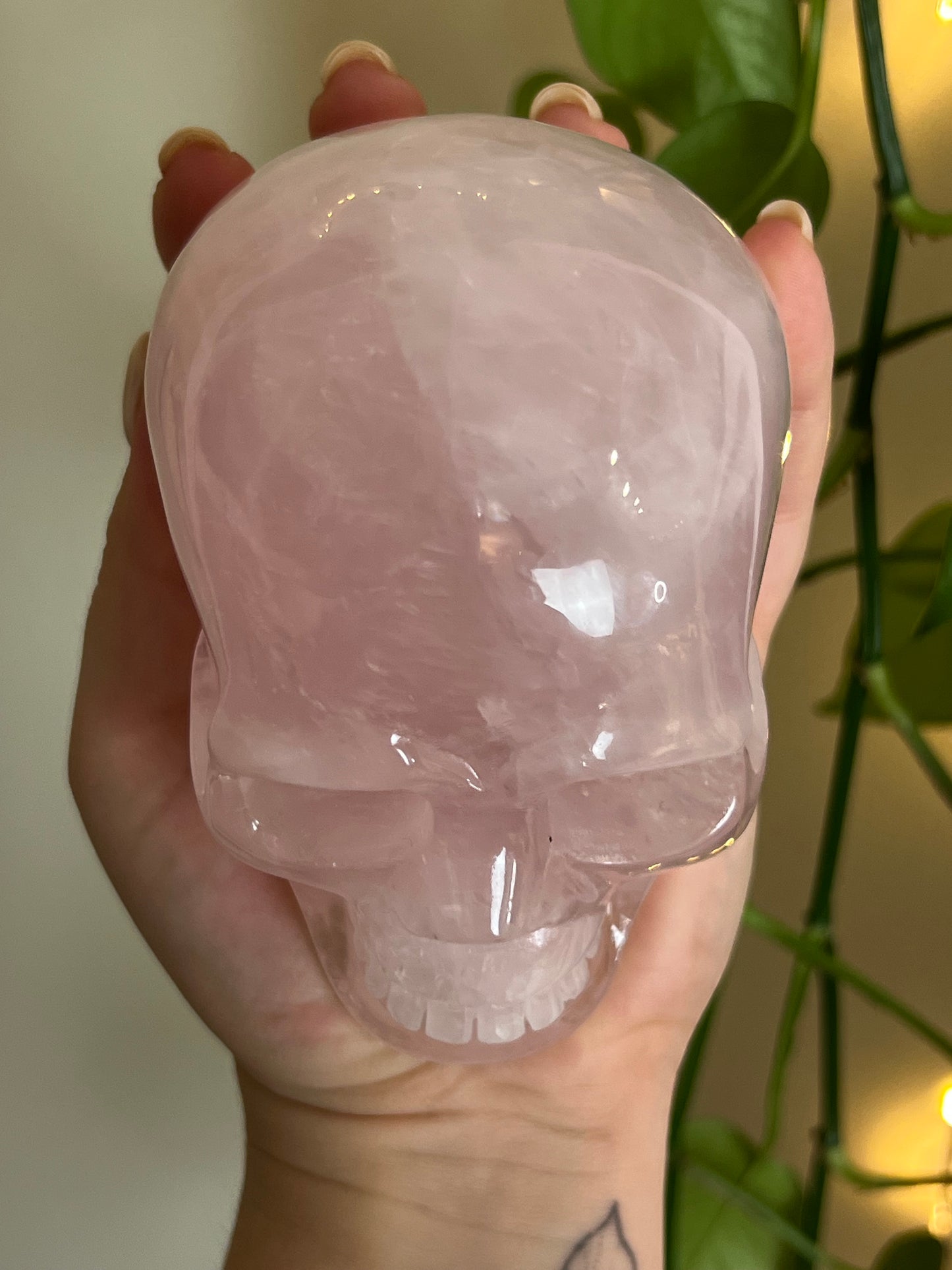 High Quality Rose Quartz XLarge Statement Skull
