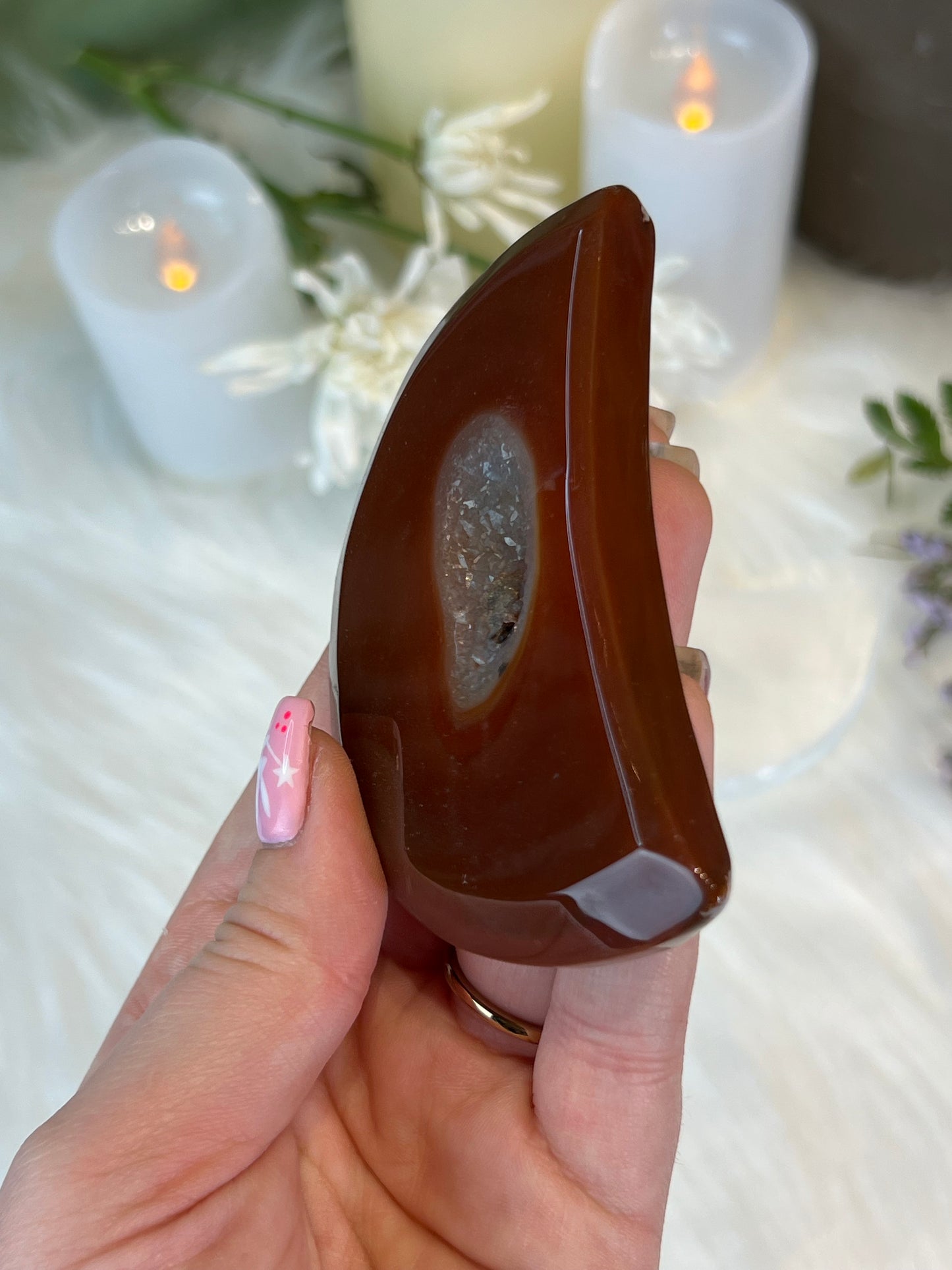 Carnelian Druzy Moon K