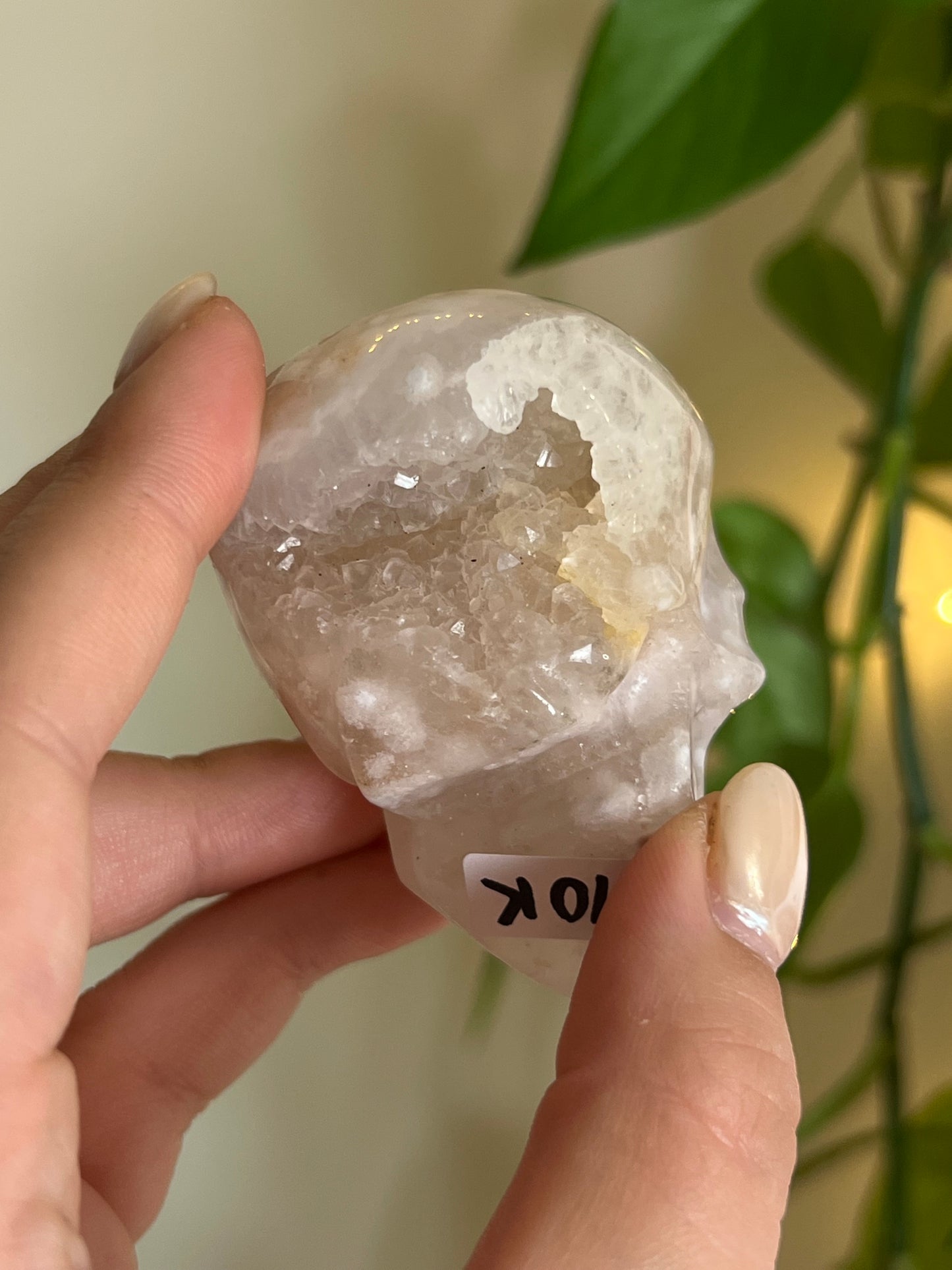 Pink Amethyst x Flower Agate Skull - K