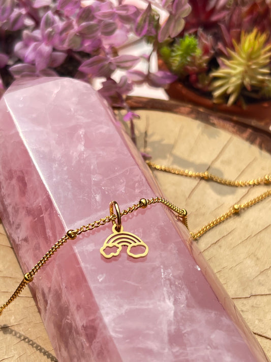 Dainty Gold Rainbow Necklace