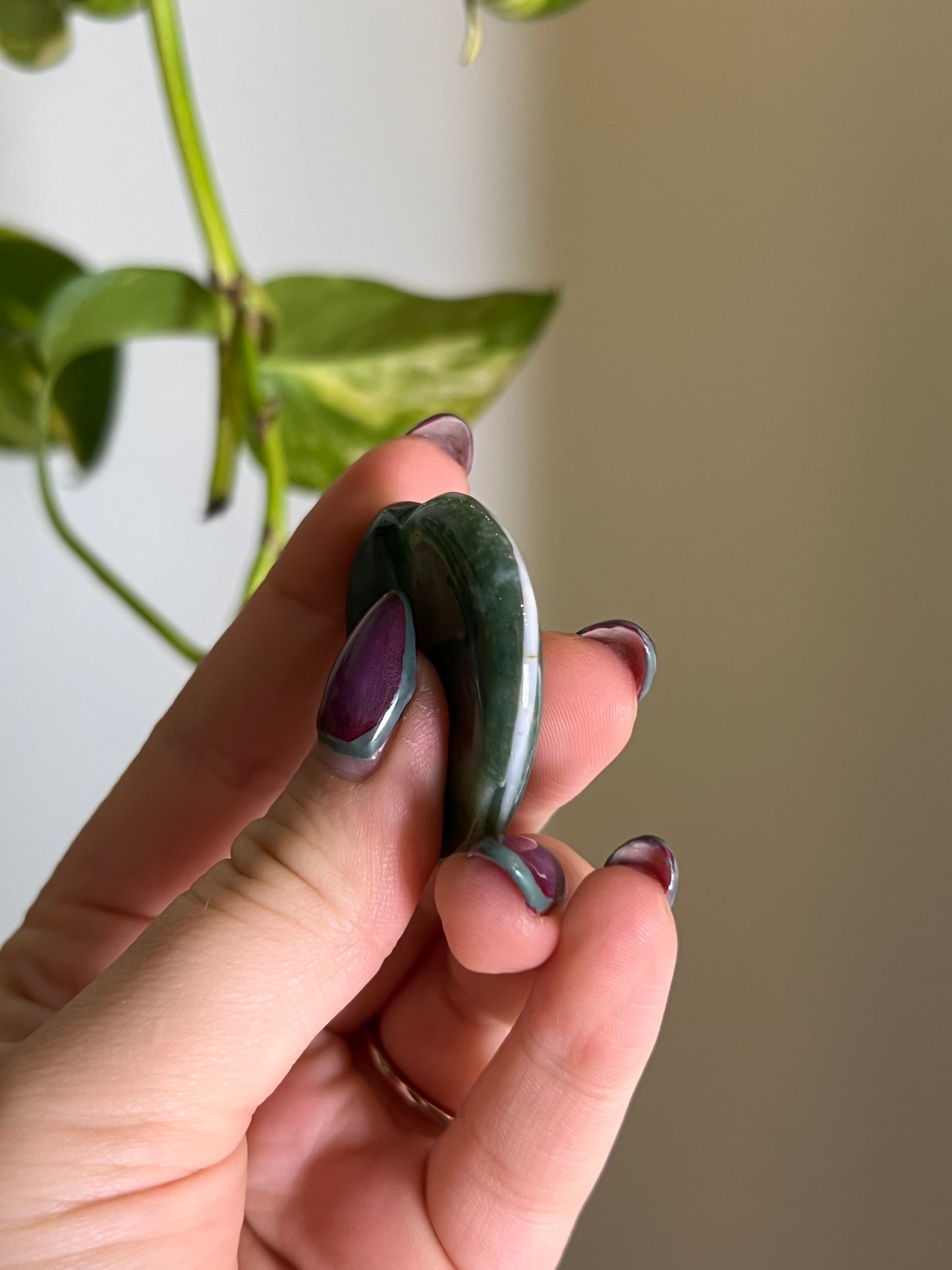 Moss Agate Heart Worry Stone