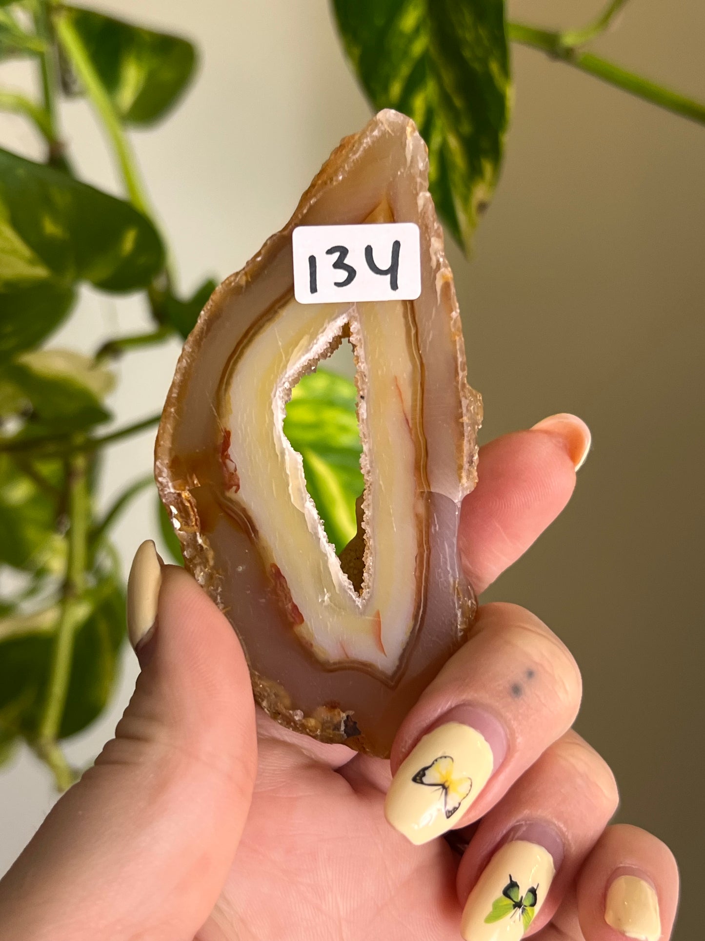 Peachy Druzy Agate Slice - Y