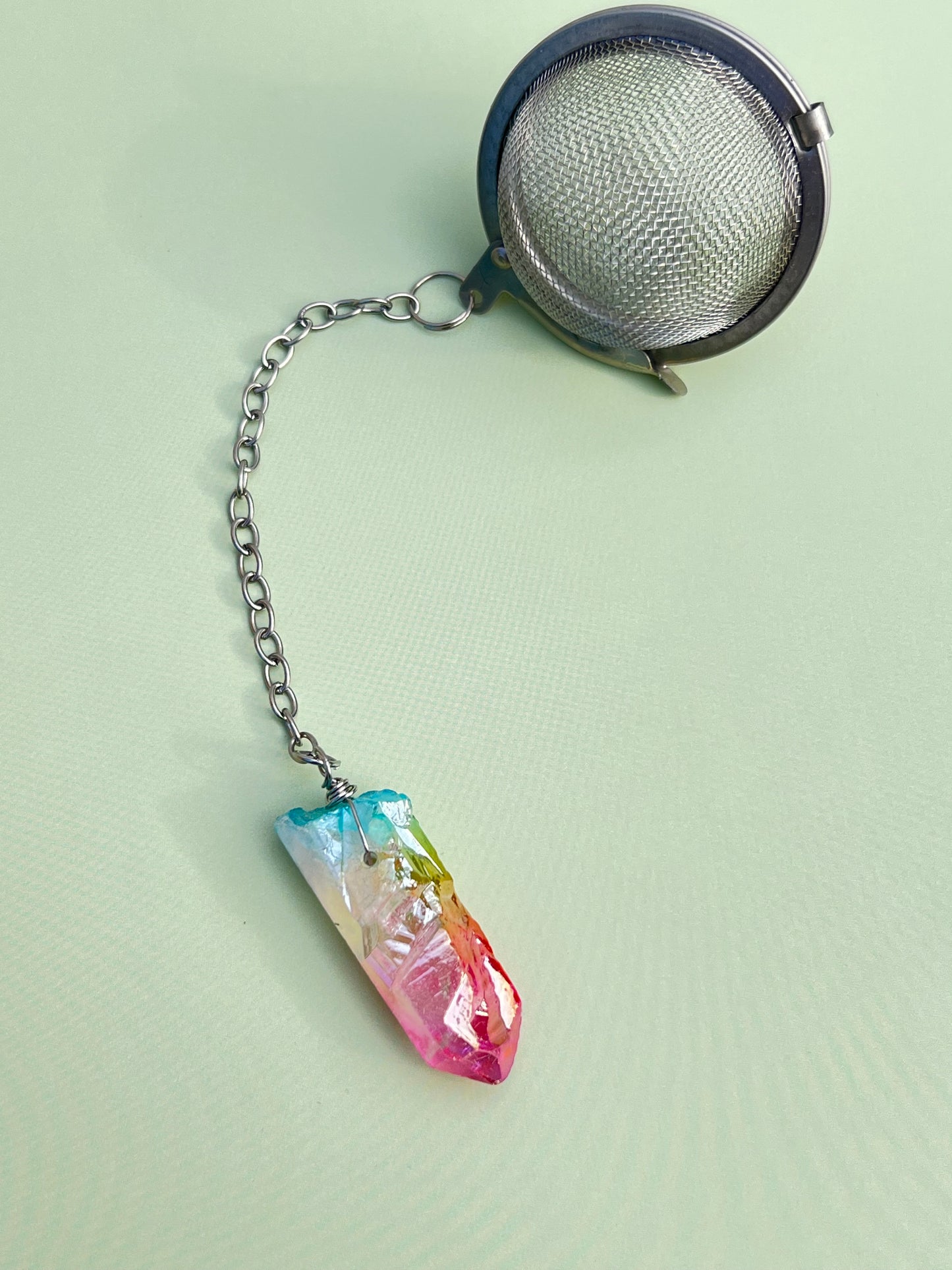 Rainbow Aura Quartz Tea Infuser