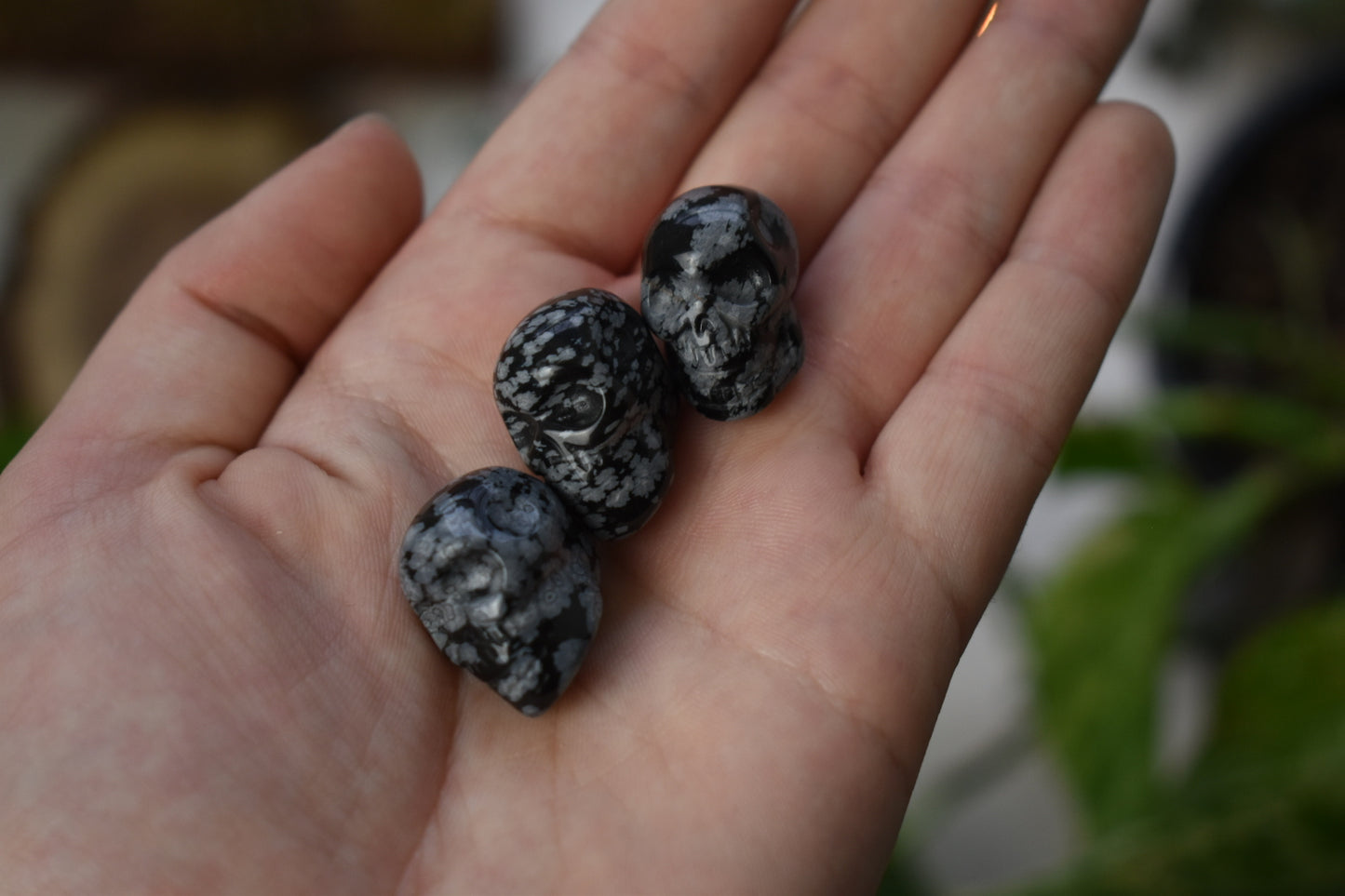 Mini Snowflake Obsidian Skull