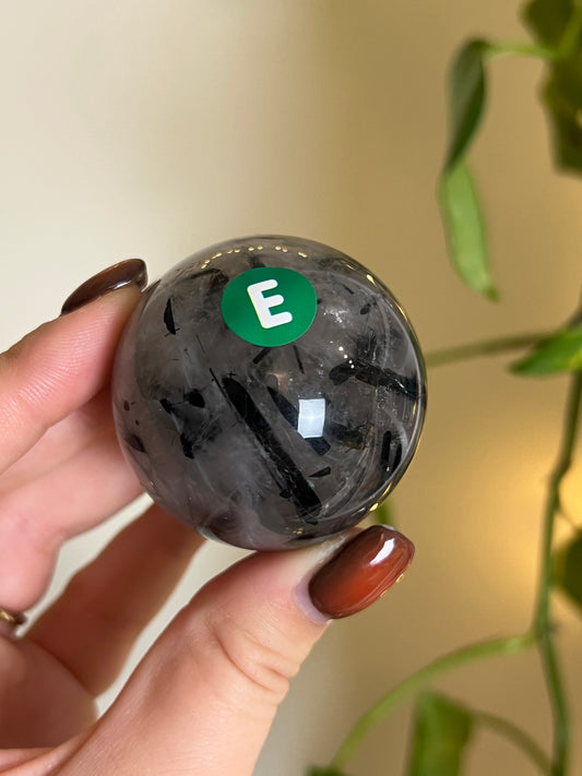 Black Tourmaline in Quartz Sphere - E