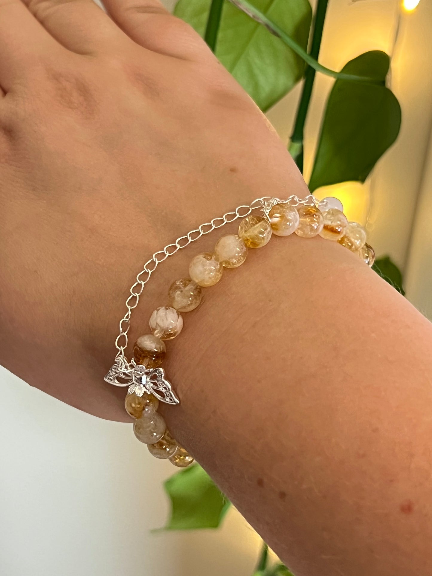 Citrine and Quartz Butterfly Bracelet