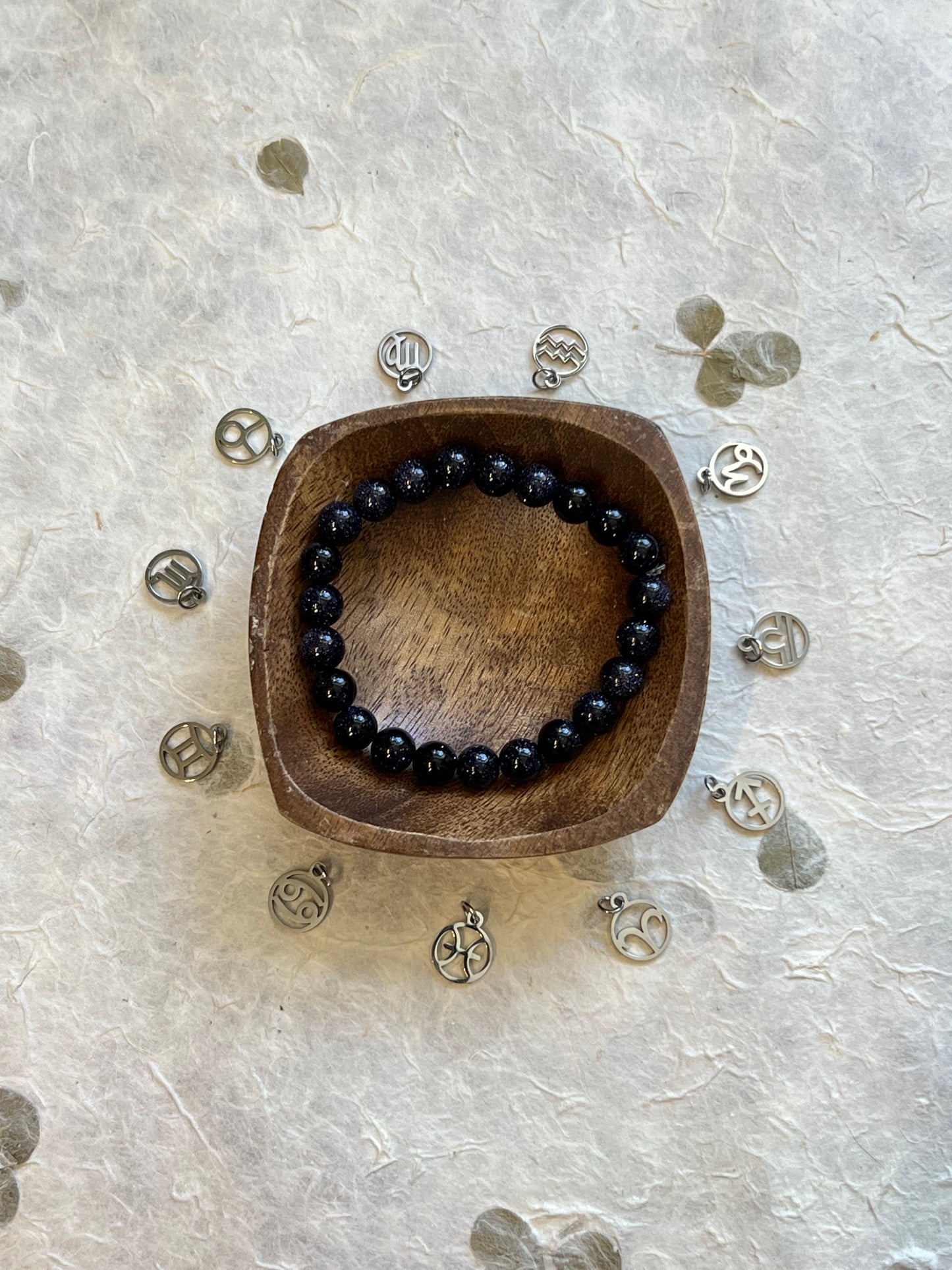 Navy Sandstone Zodiac Sun/Moon/Rising - Customizable Charm Bracelet