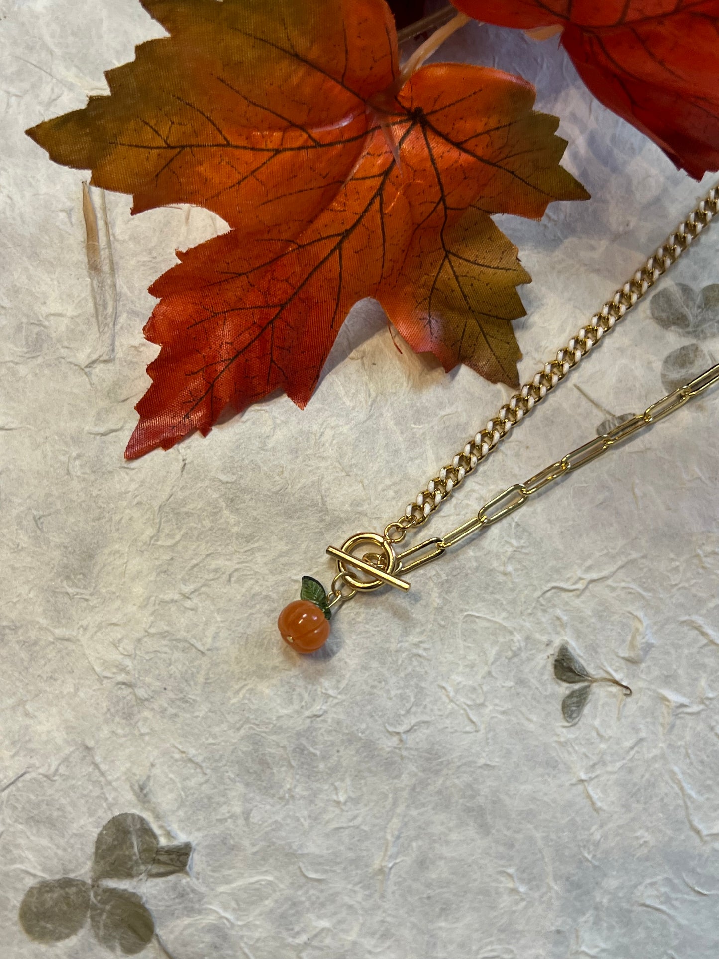 Orange Aventurine Pumpkin Necklace