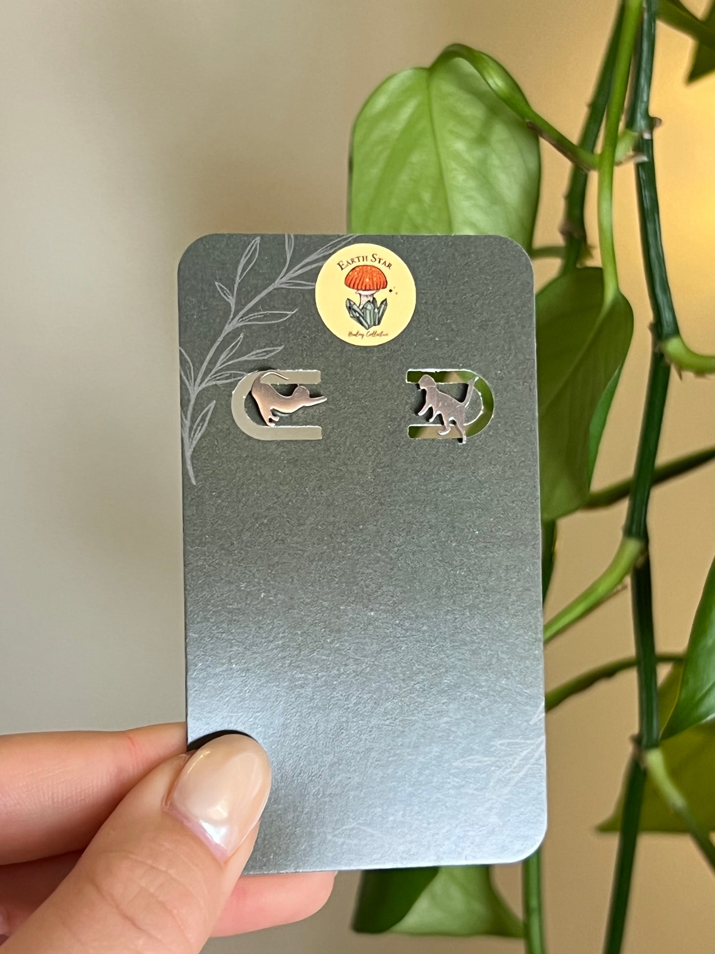 Playful Cat Stainless Steel Studs