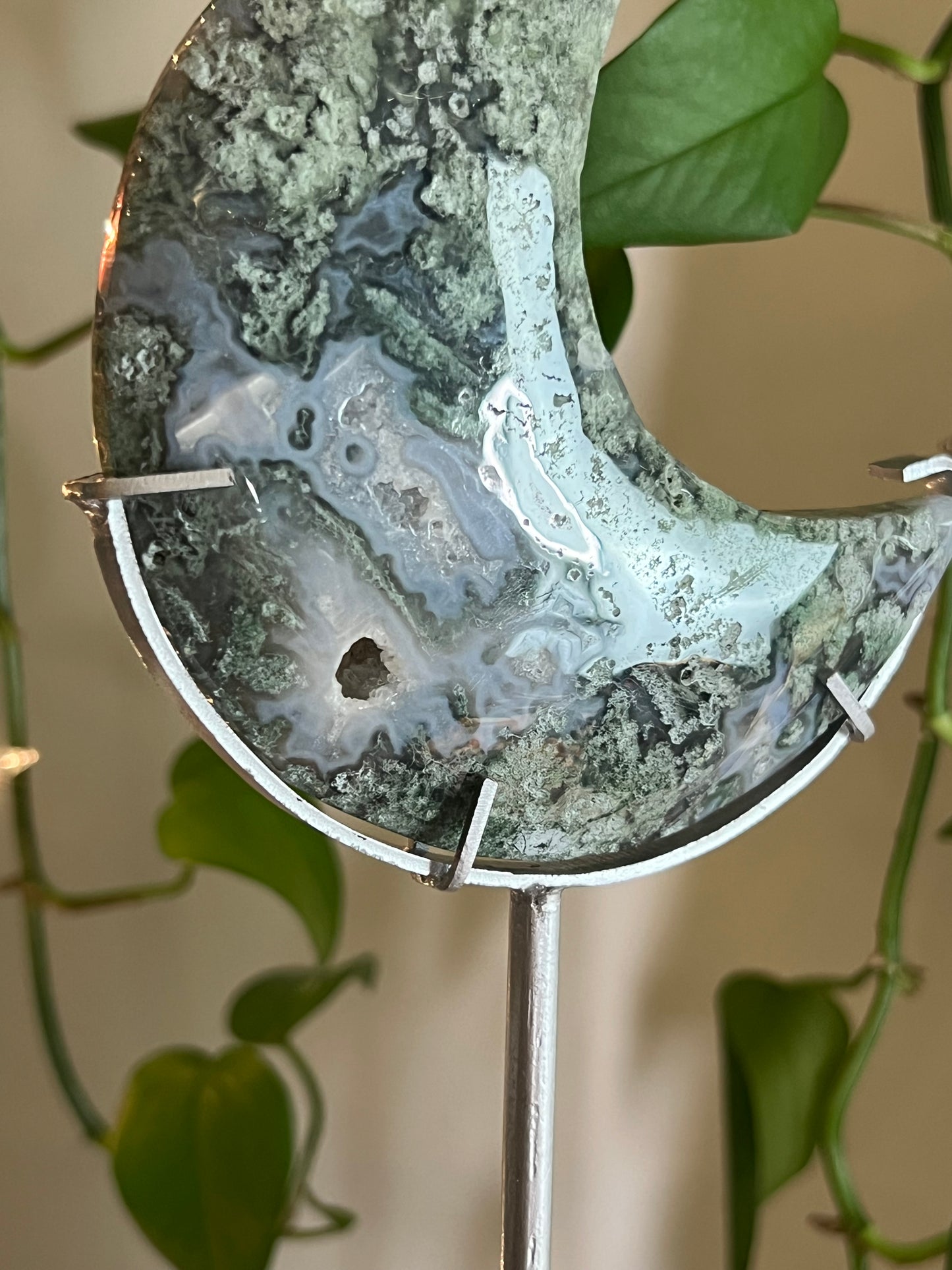 Moss Agate Moon Stand - A