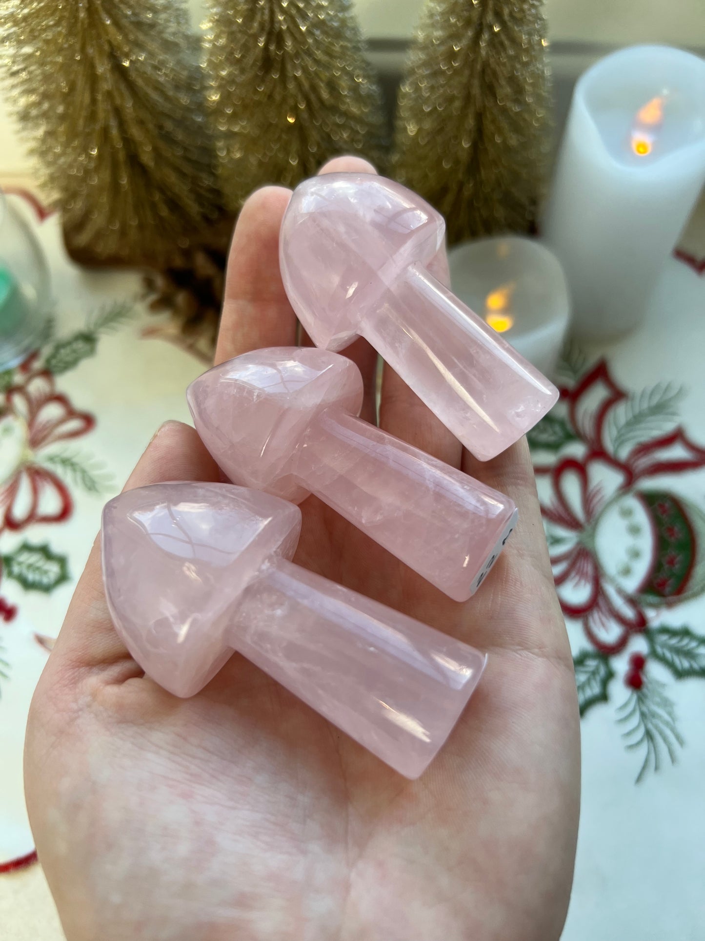 Rose Quartz Mushrooms