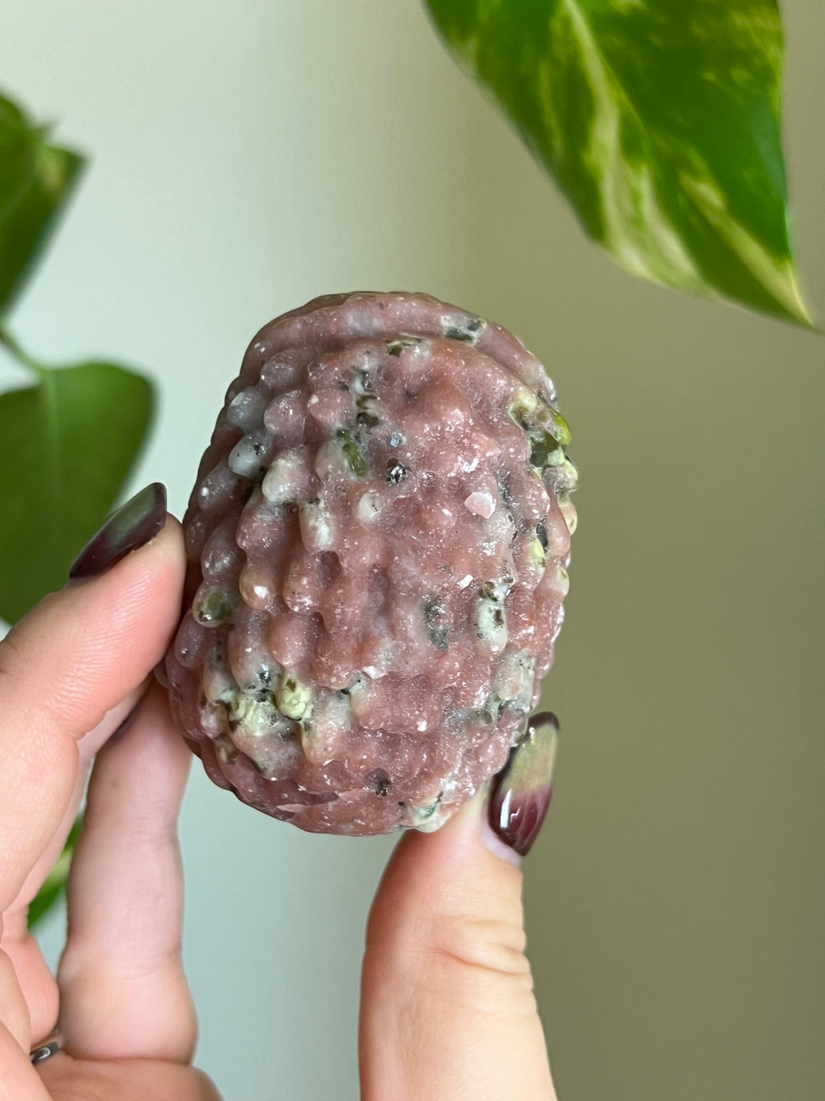 Plum Blossom Tourmaline x Serpentine Hedgehog