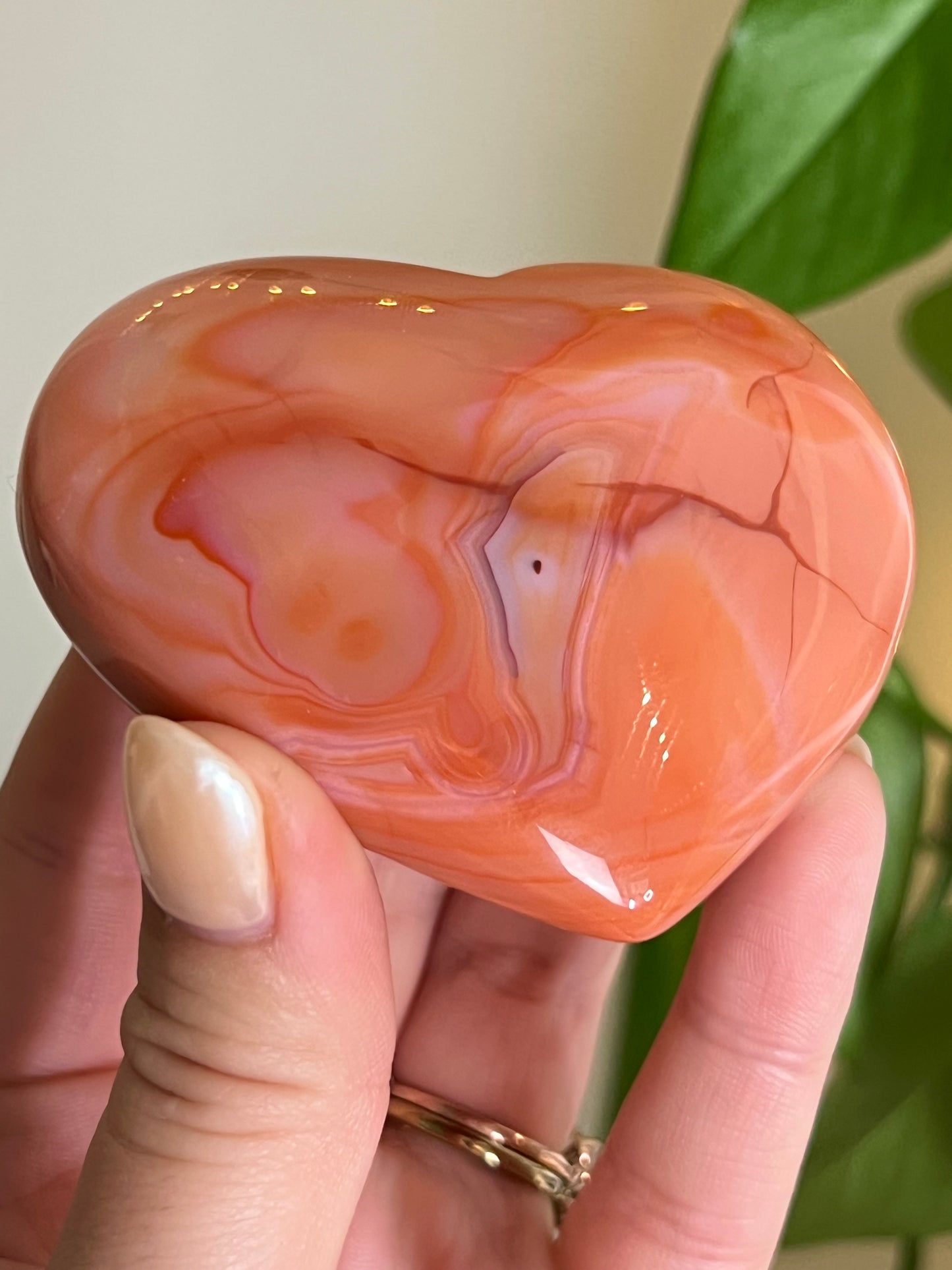 Peachy Carnelian Puffy Heart