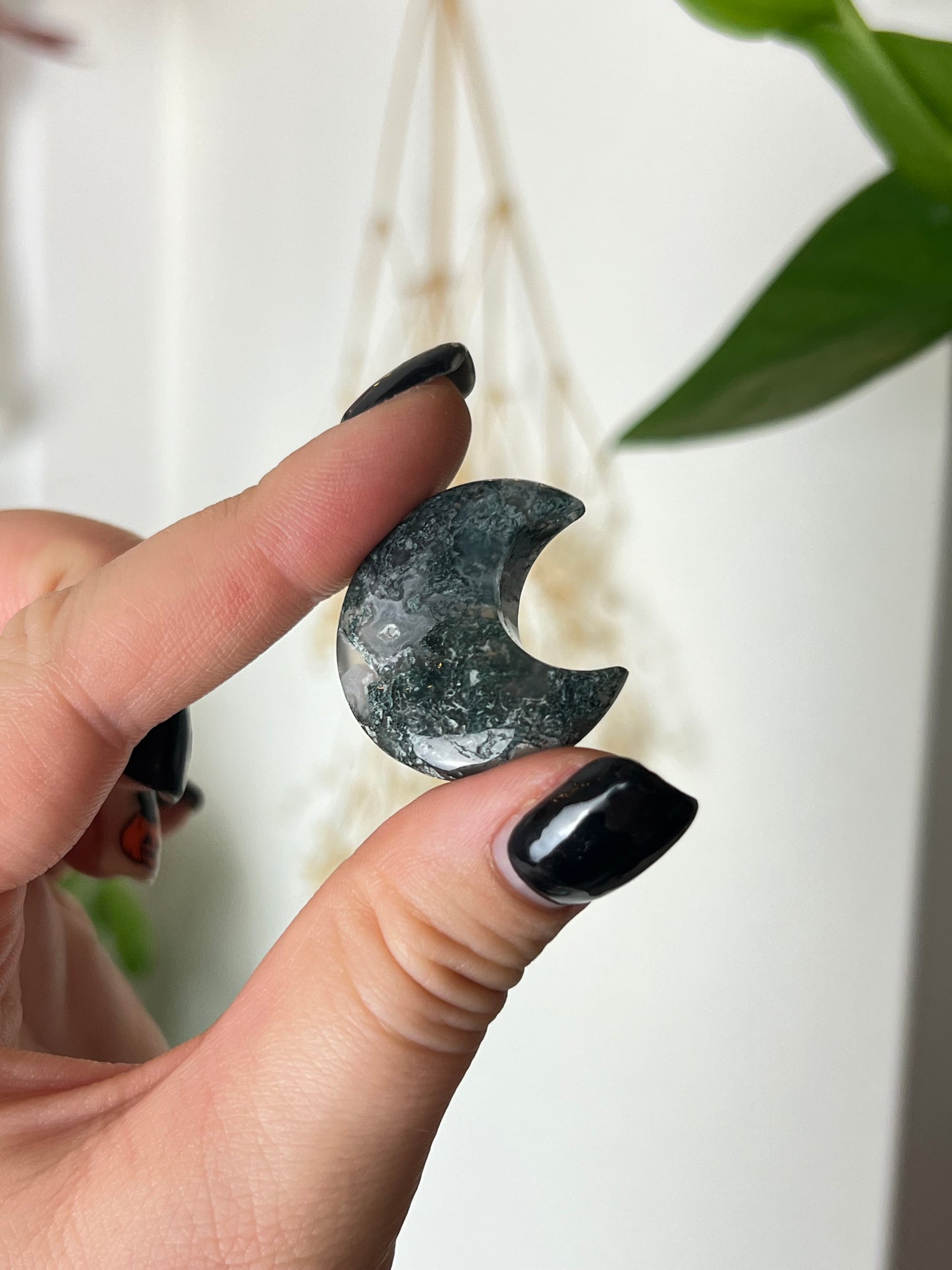 Moss Agate Small Moon