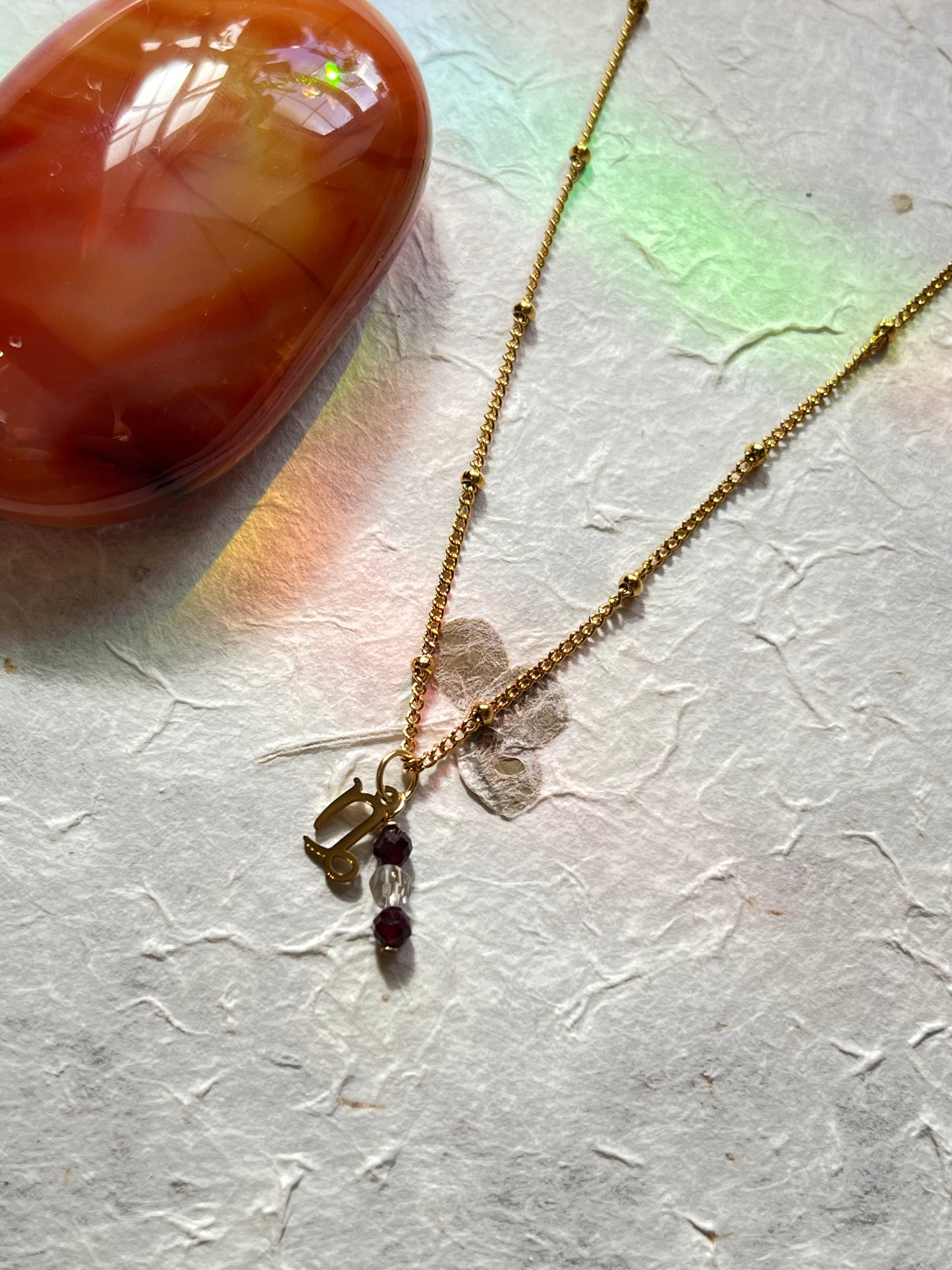 Capricorn Zodiac Sign Gemstone Gold Necklace
