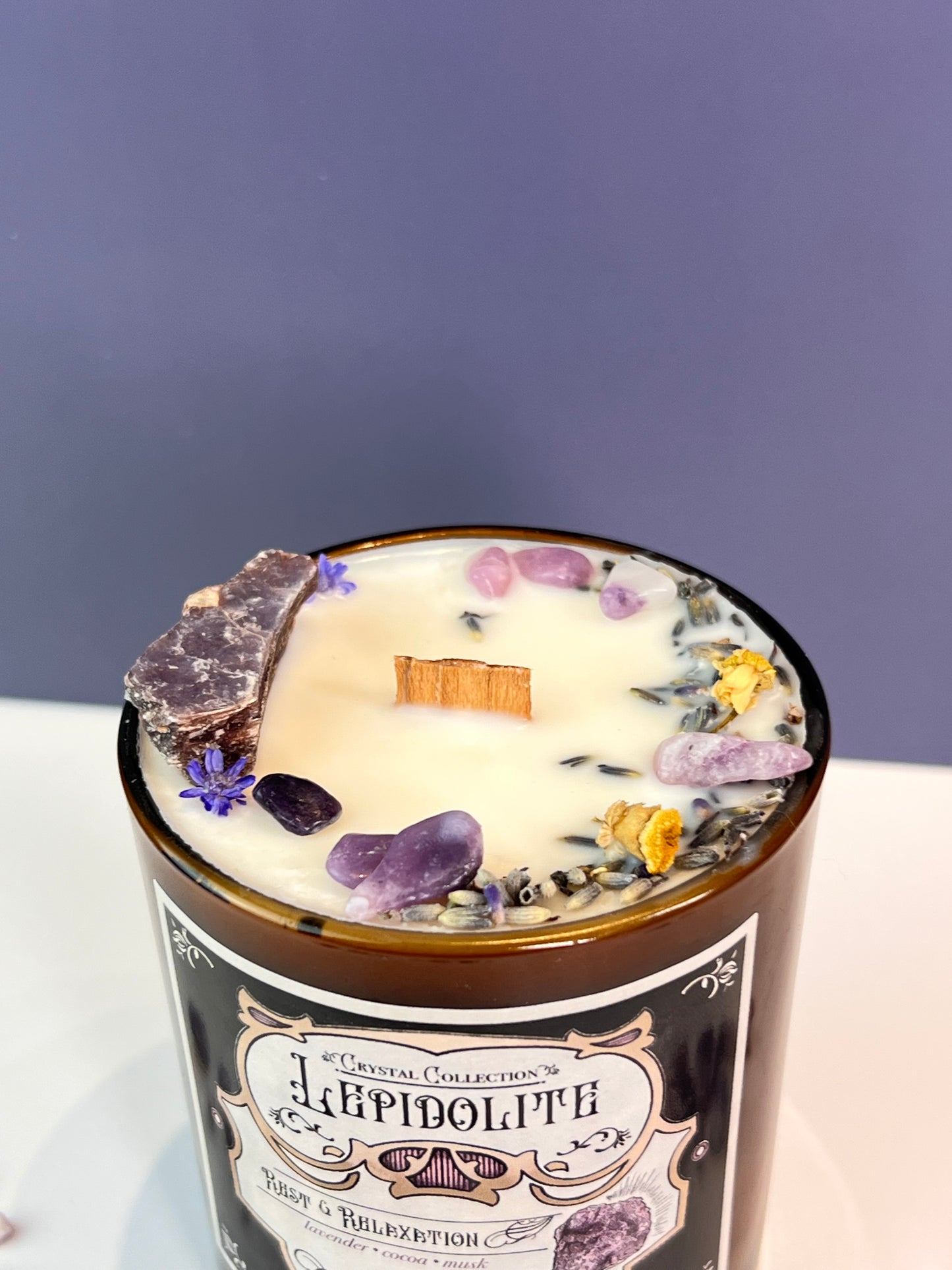 Lepidolite - Rest + Relaxation | Luxury Crystal Candle